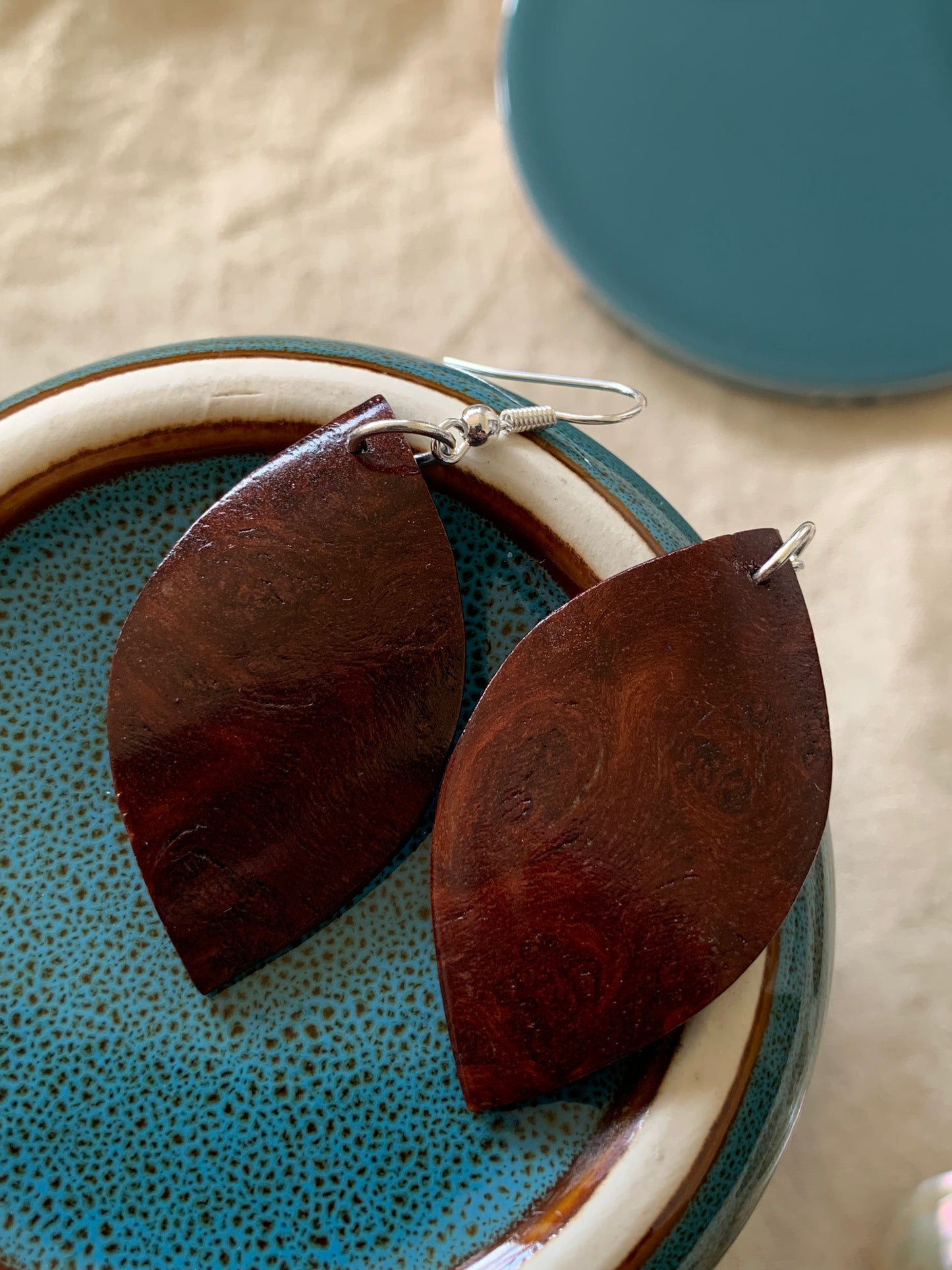 Jarrah Burl, Curved Leaf Wooden Earrings