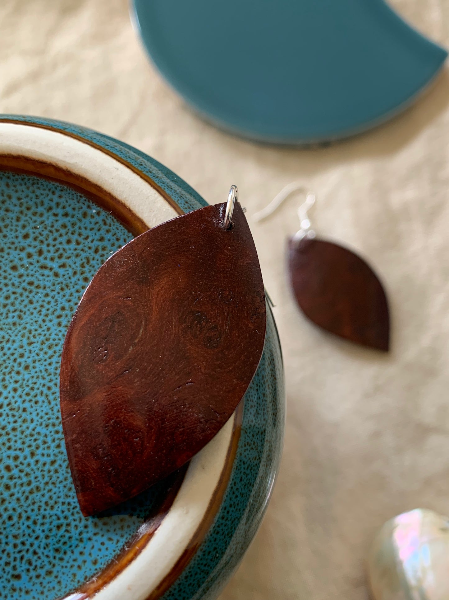 Jarrah Burl, Curved Leaf Wooden Earrings