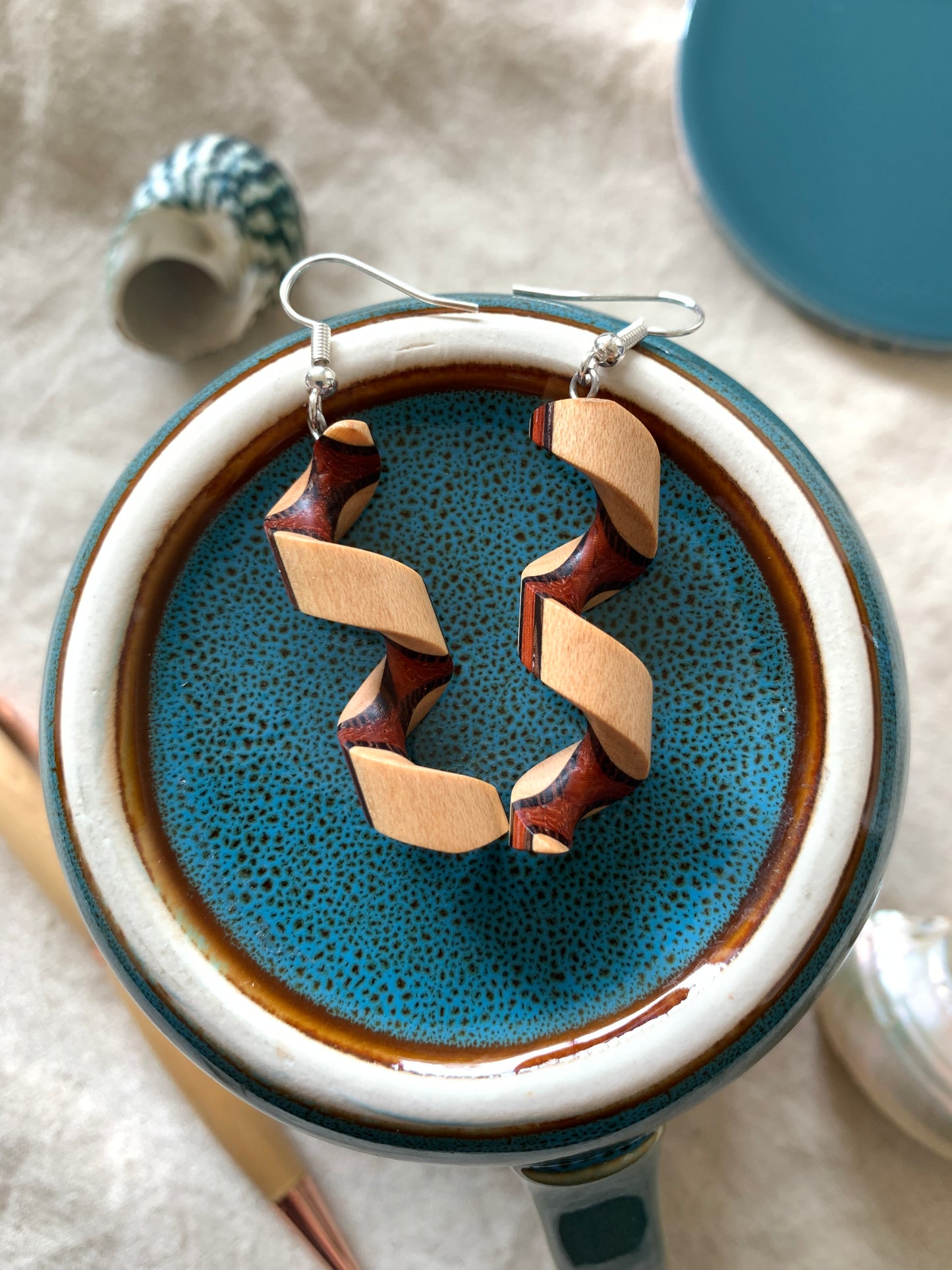 Spiraling Beauty Wooden Earrings