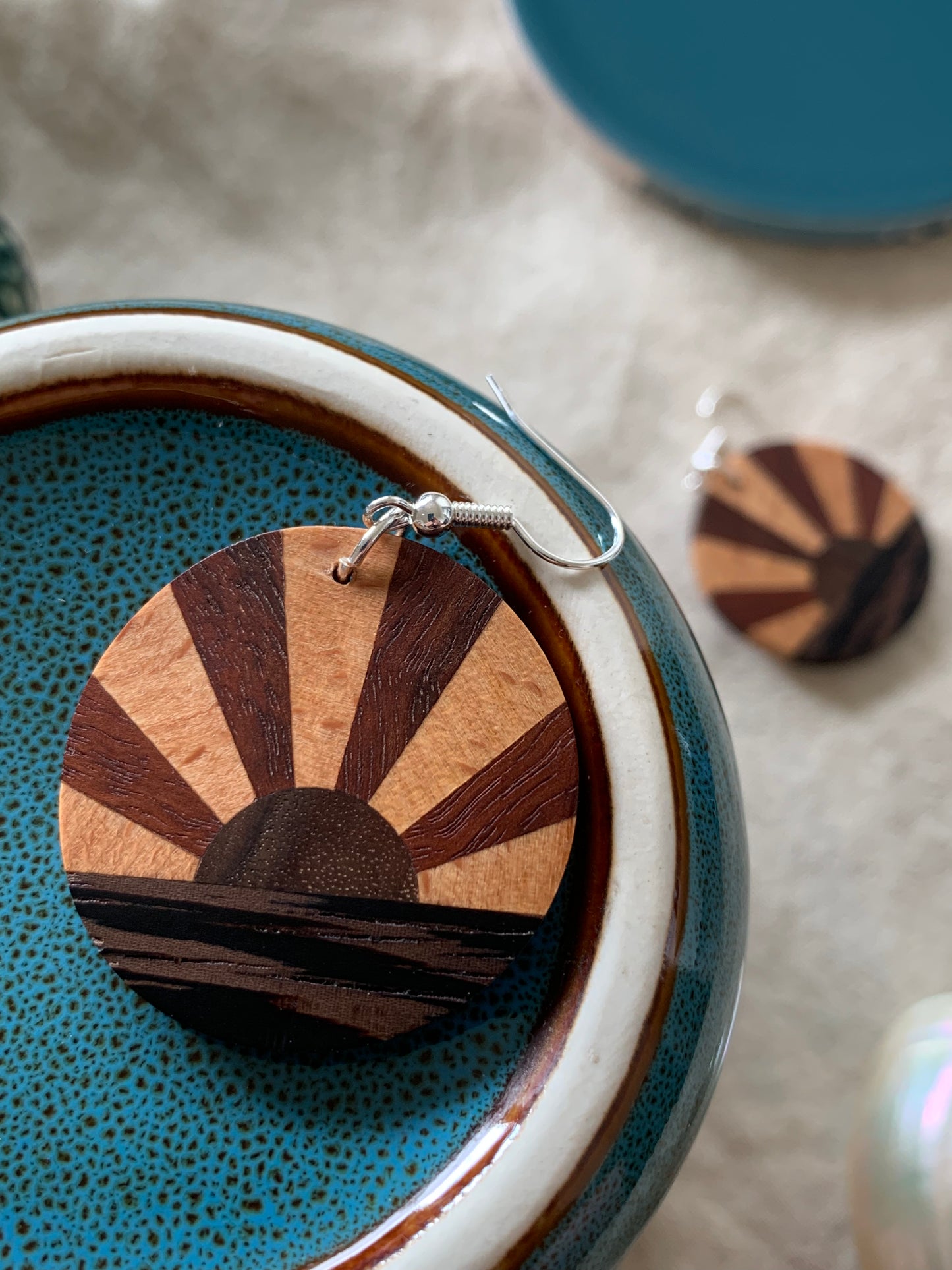 Ocean Sunset (small) Wooden Earrings