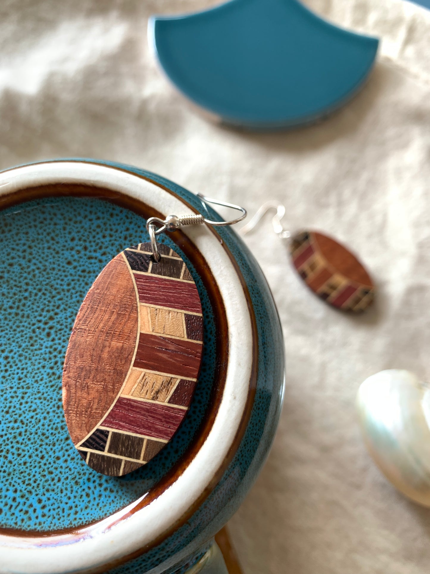 Geometric Fusion Wooden Earrings