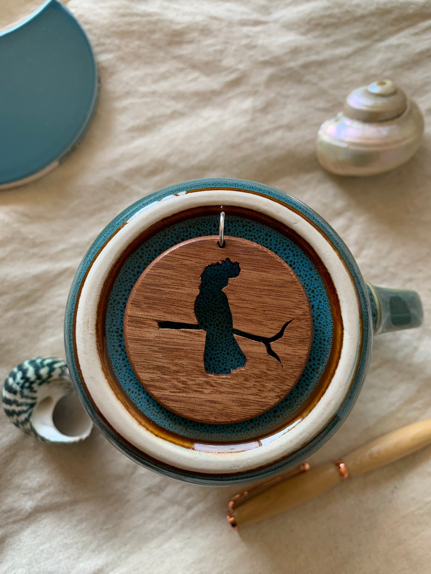 Stringybark Wood Pendant with Red-Tailed Black Cockatoo Cut-Out | Sjarel Handmade Jewellery