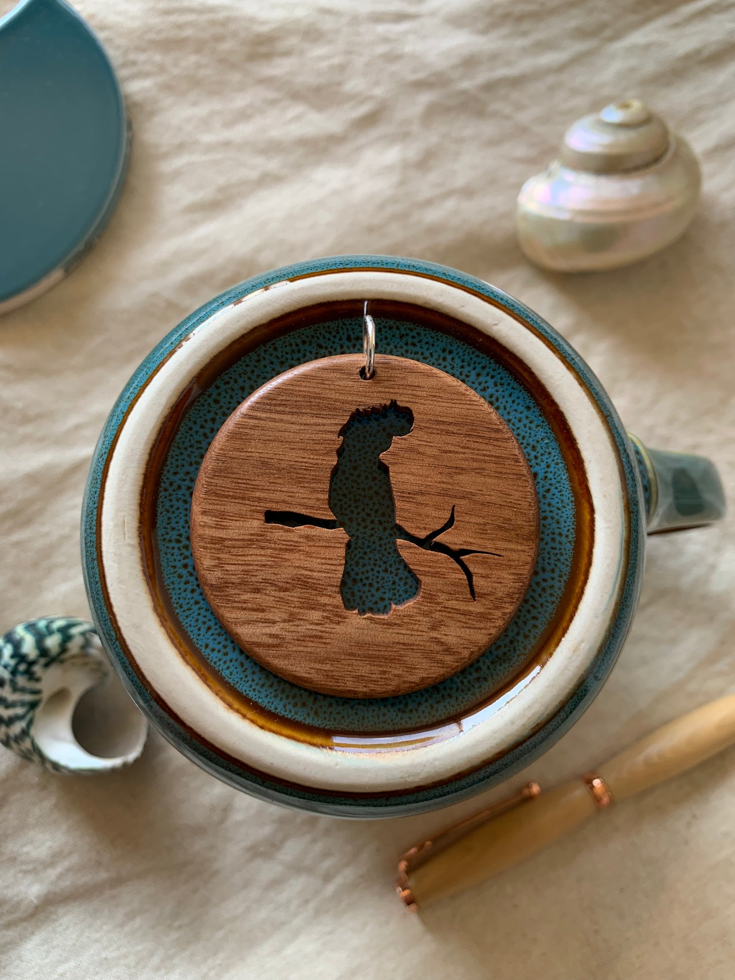 Stringybark Wood Pendant with Red-Tailed Black Cockatoo Cut-Out | Sjarel Handmade Jewellery