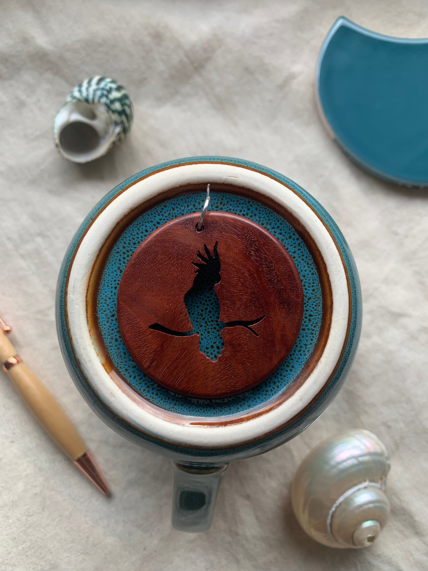 Handcrafted Red Gum Pendant – Cockatoo Silhouette | Australian Jewellery