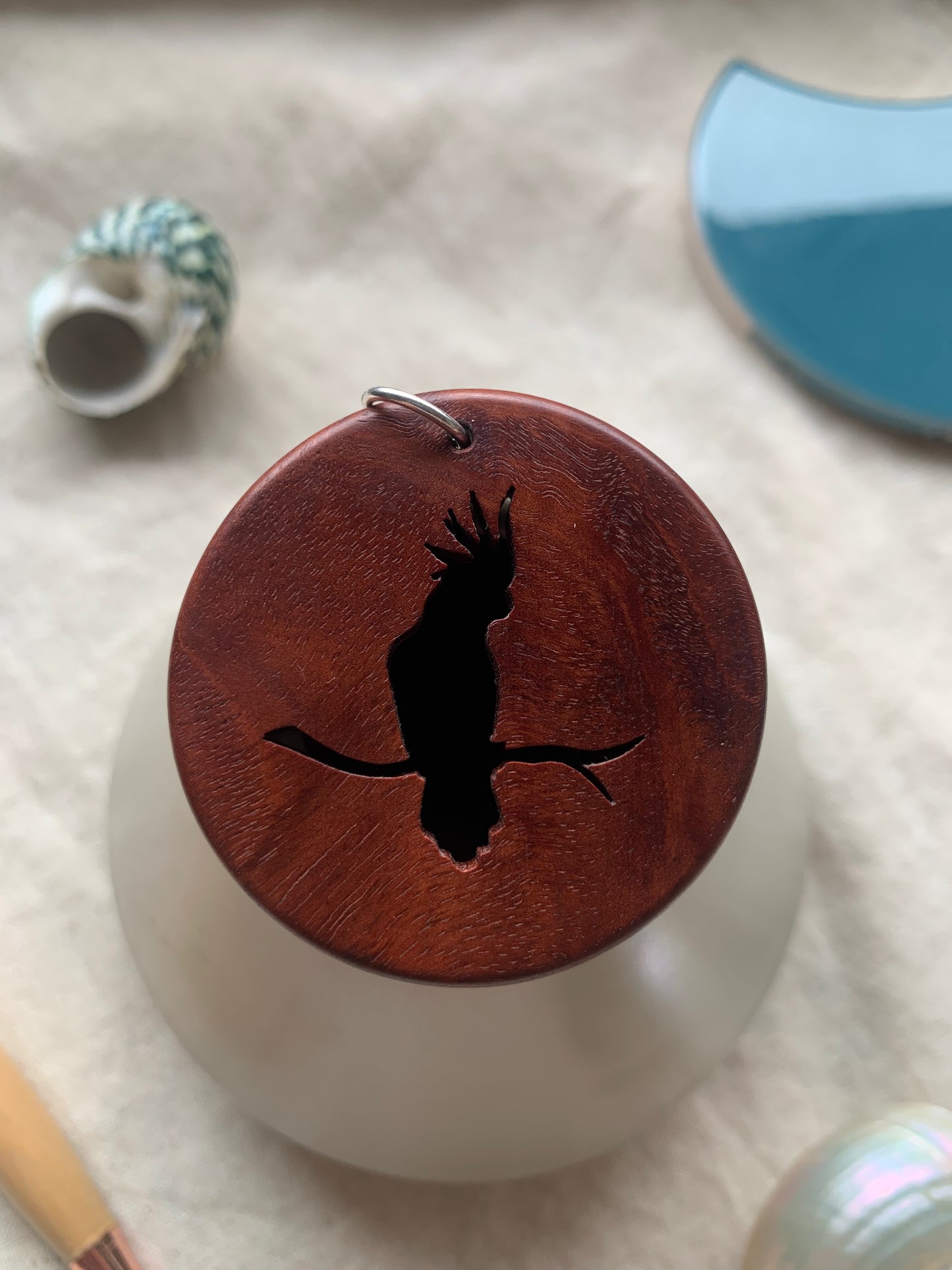 Handcrafted Red Gum Pendant – Cockatoo Silhouette | Australian Jewellery