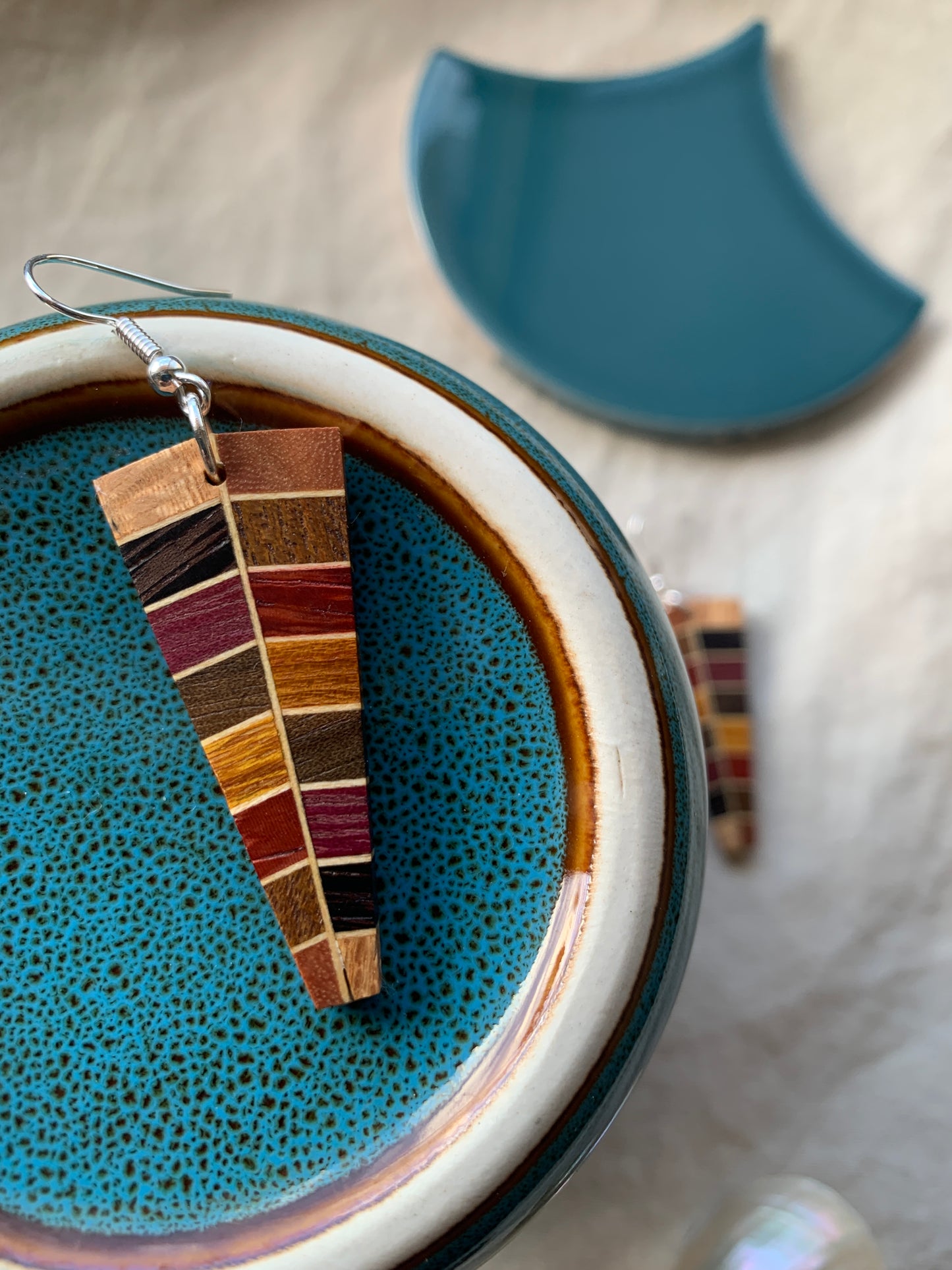 Rainbow Obelisk Wooden Earrings