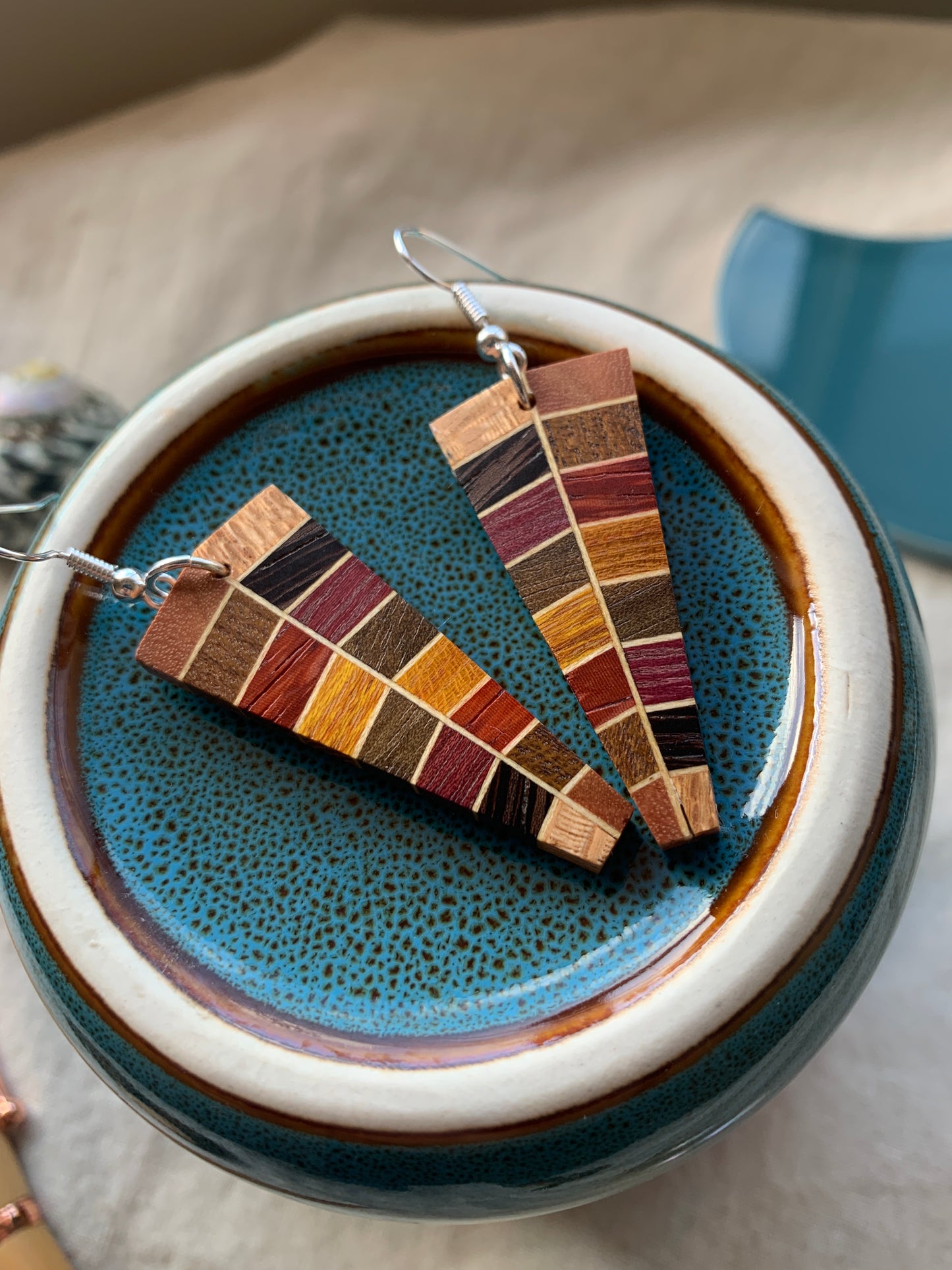 Rainbow Obelisk Wooden Earrings
