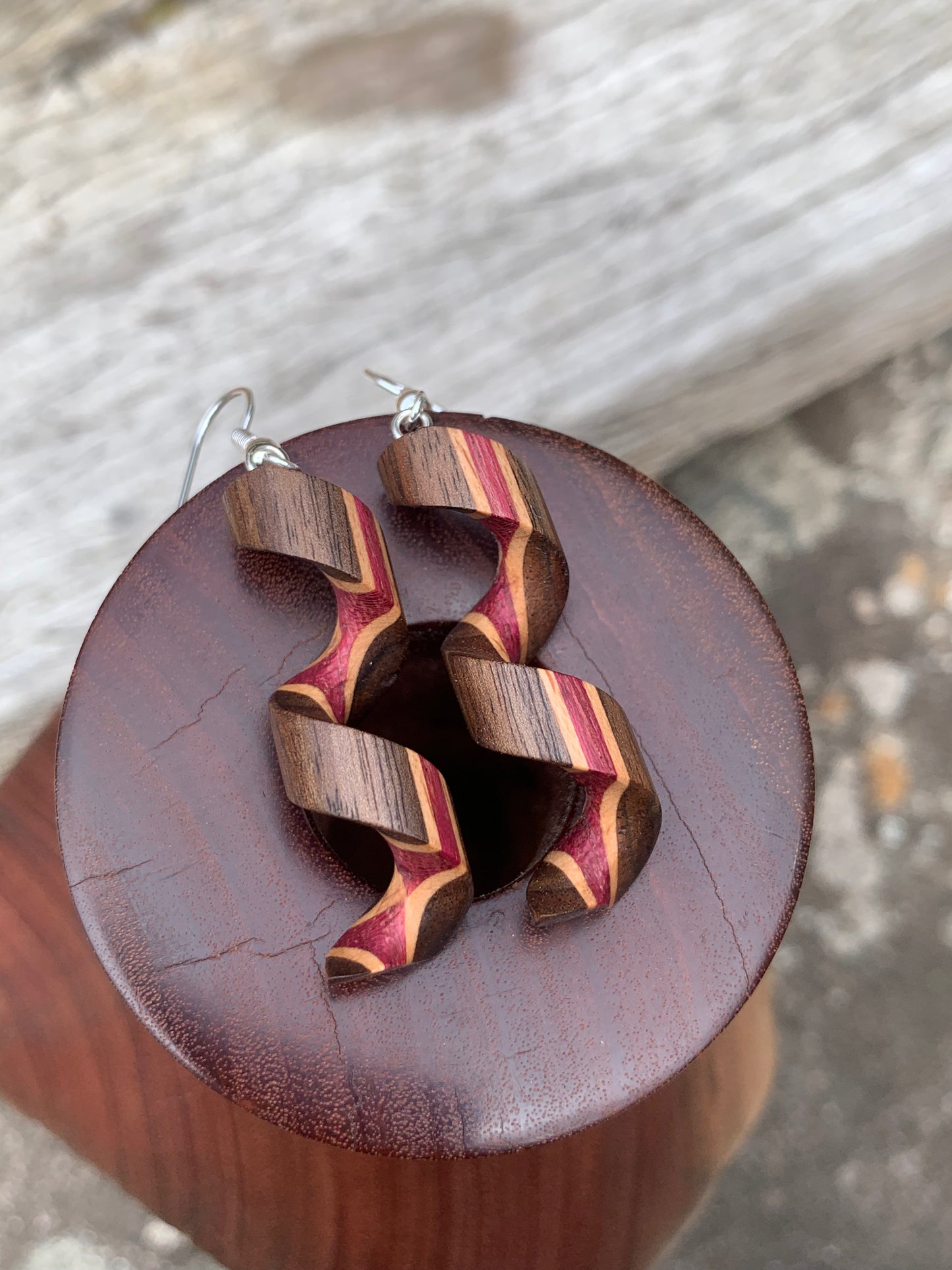 Spiraling Beauty Wooden Earrings