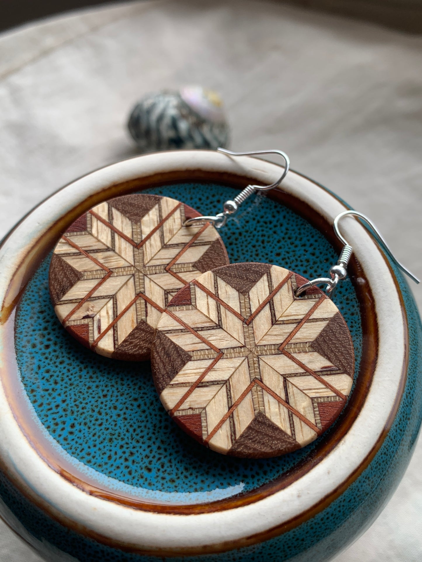 "Arca Ply Earrings – Handcrafted Wooden Angled Earrings | Sjarel Handmade Jewellery"