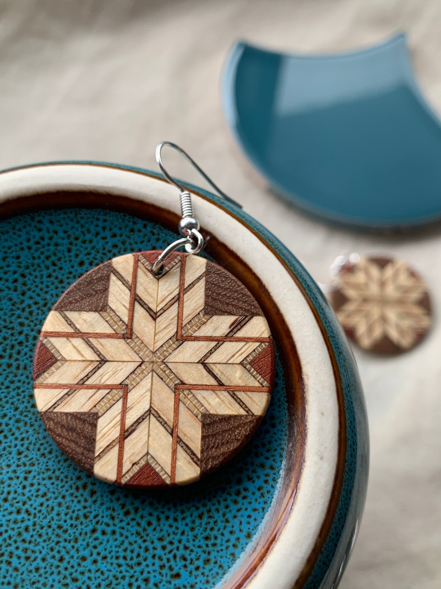 "Arca Ply Earrings – Handcrafted Wooden Angled Earrings | Sjarel Handmade Jewellery"