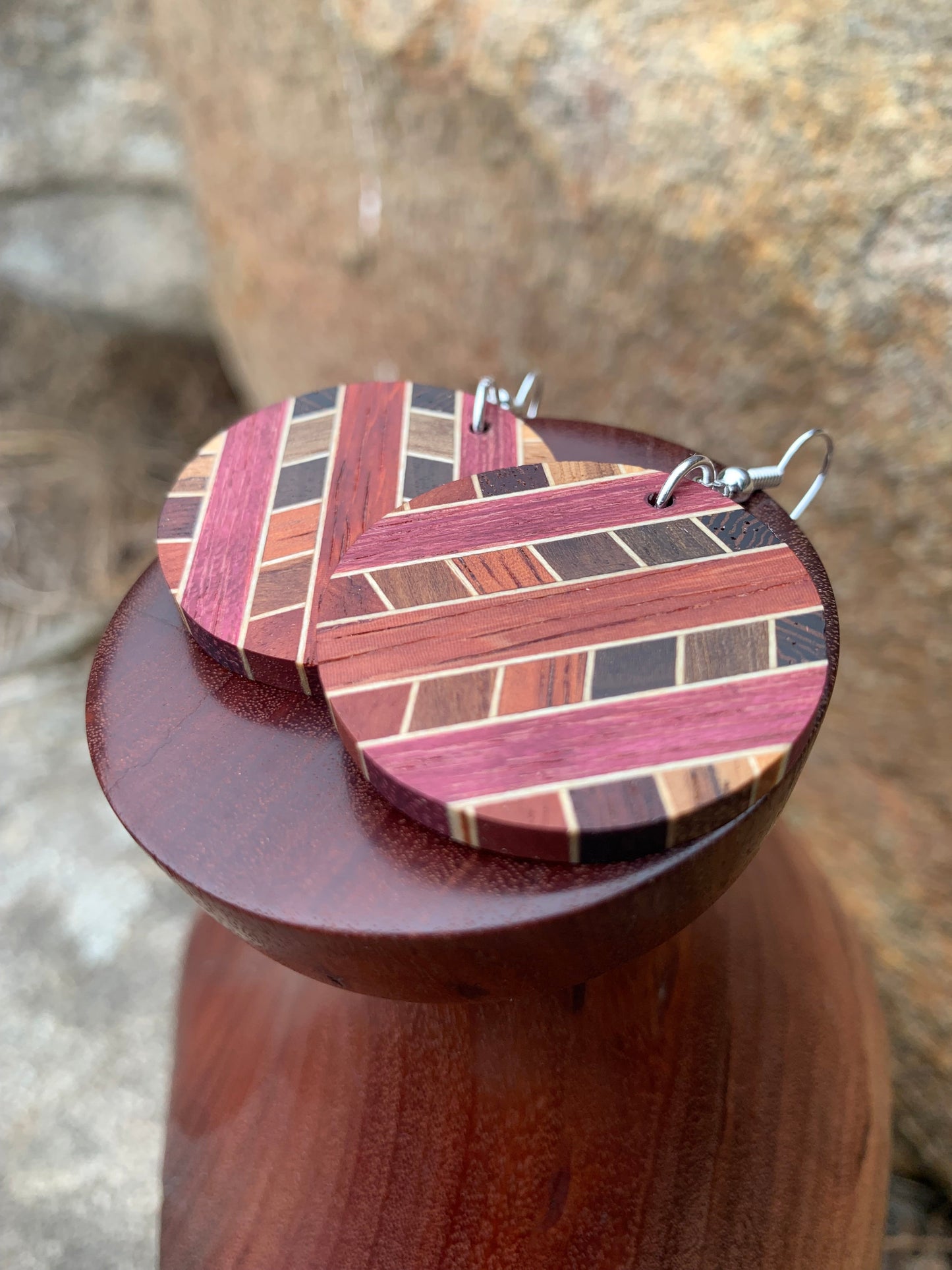 Vivid Geometry Wooden Earrings
