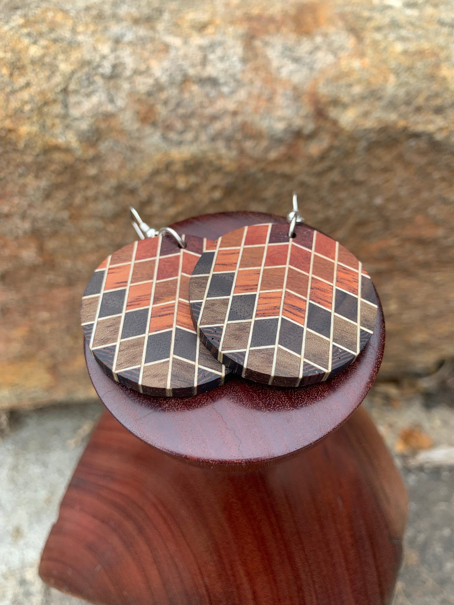 Geometric Diamant Wooden Earrings