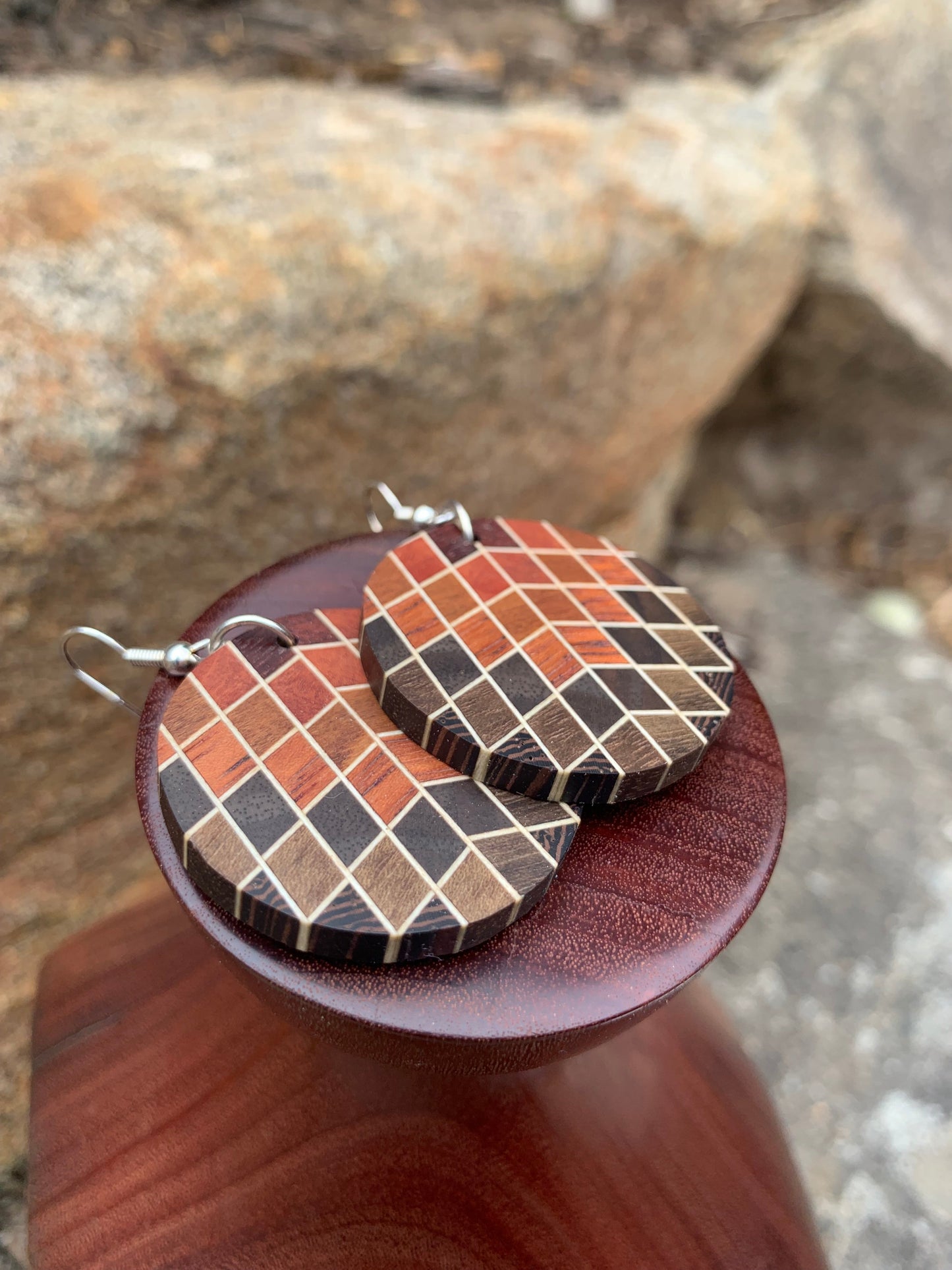 Geometric Diamant Wooden Earrings