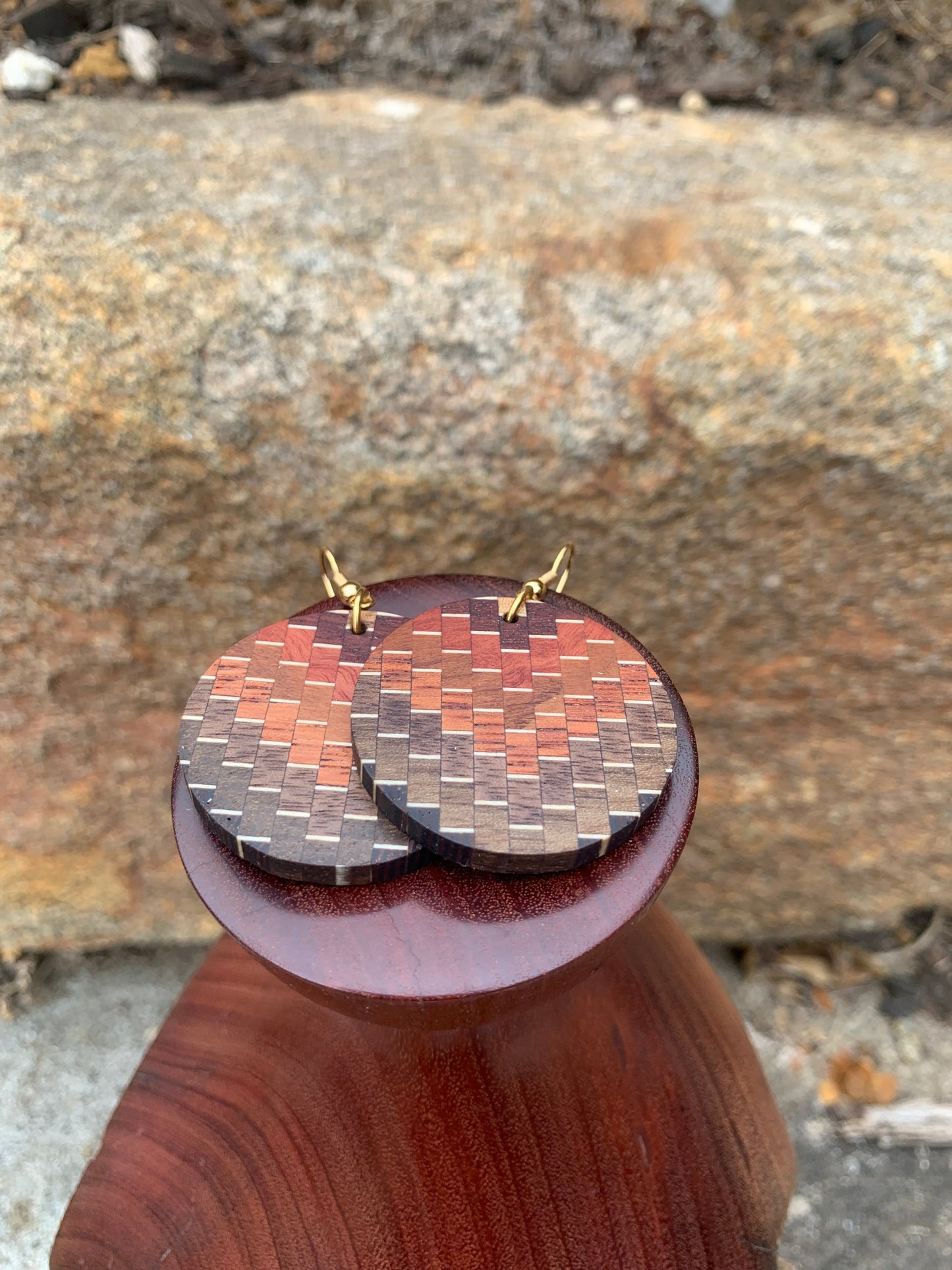 Rectangular Cascade Wooden Earrings