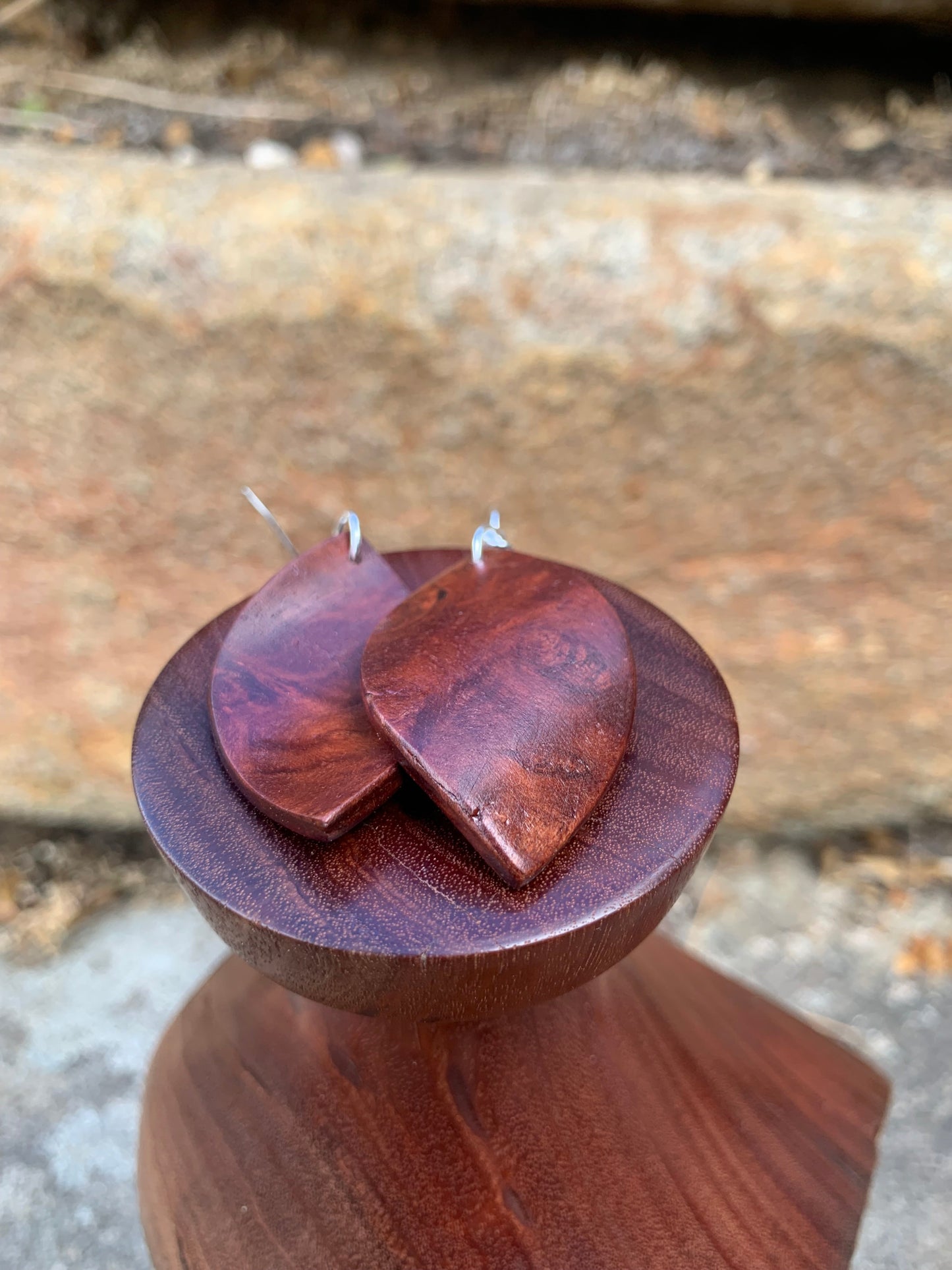 Jarrah Burl, Curved Leaf Wooden Earrings