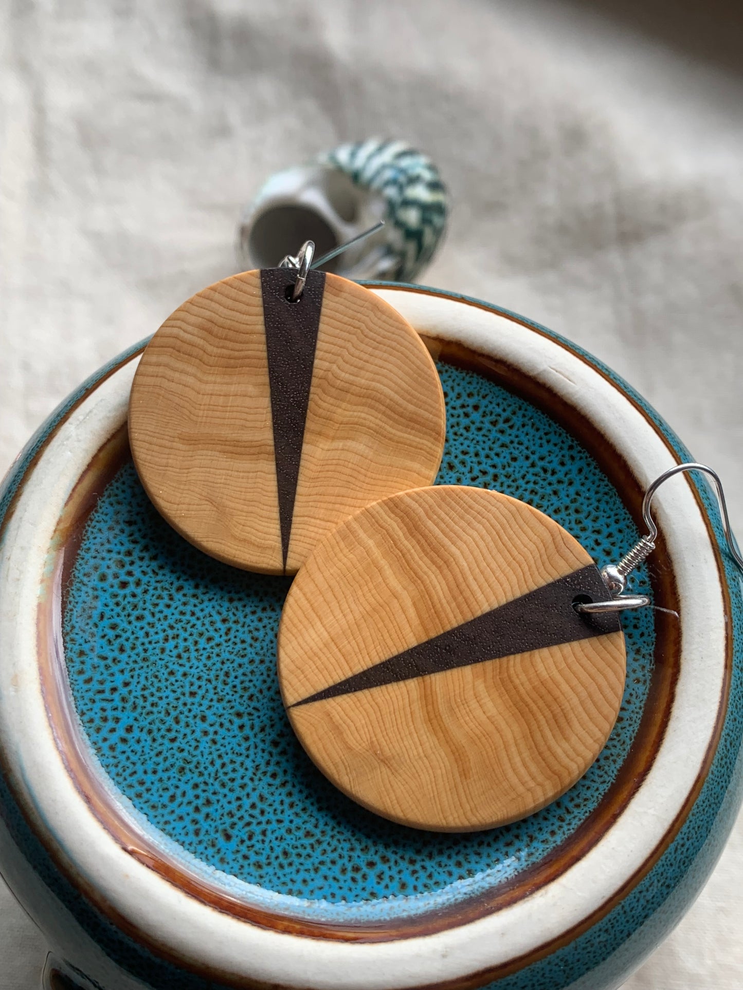 "Huon Balance Earrings – Handcrafted Huon Pine & Walnut | Sjarel Handmade Jewellery"