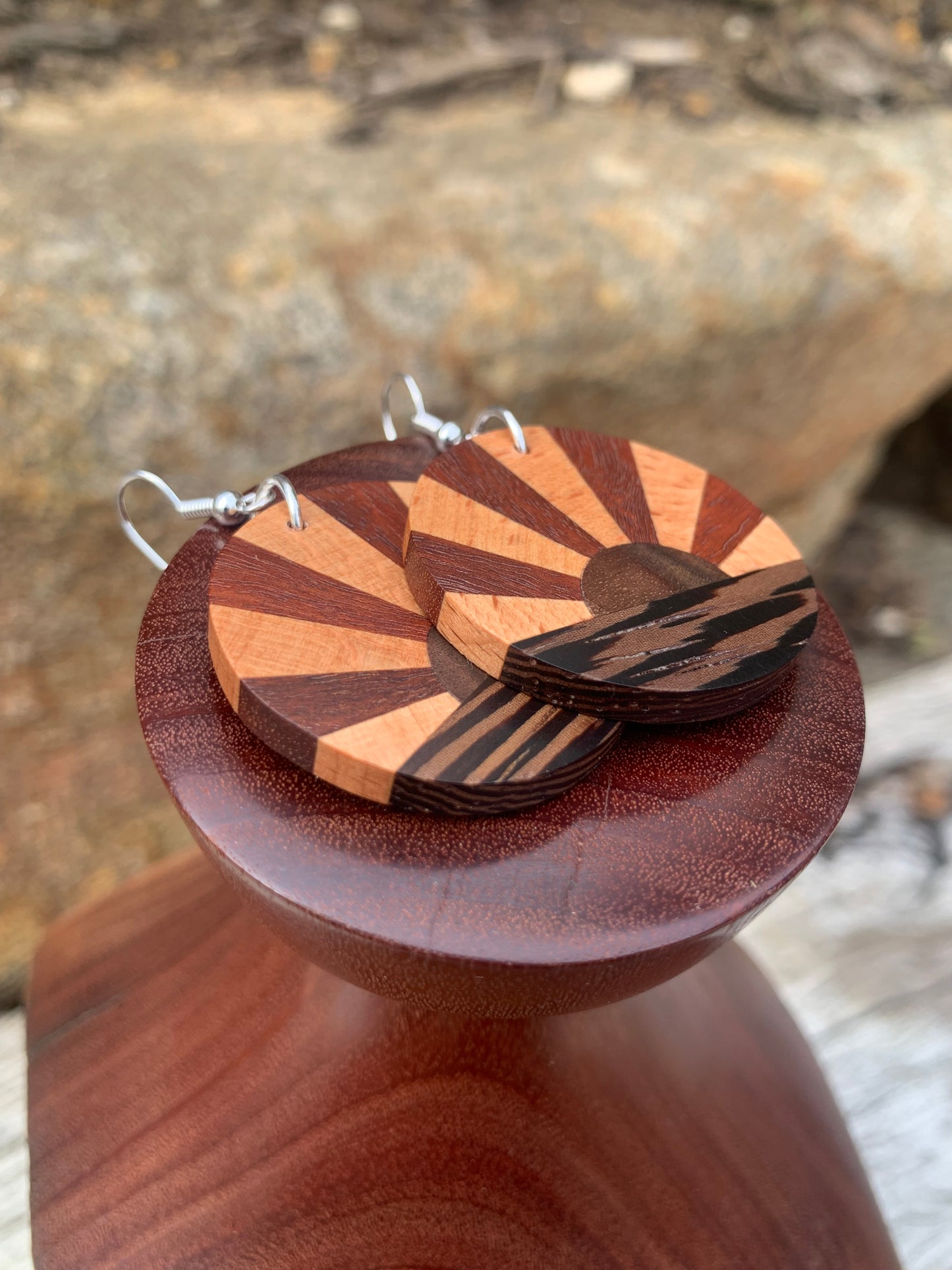 Ocean Sunset (small) Wooden Earrings