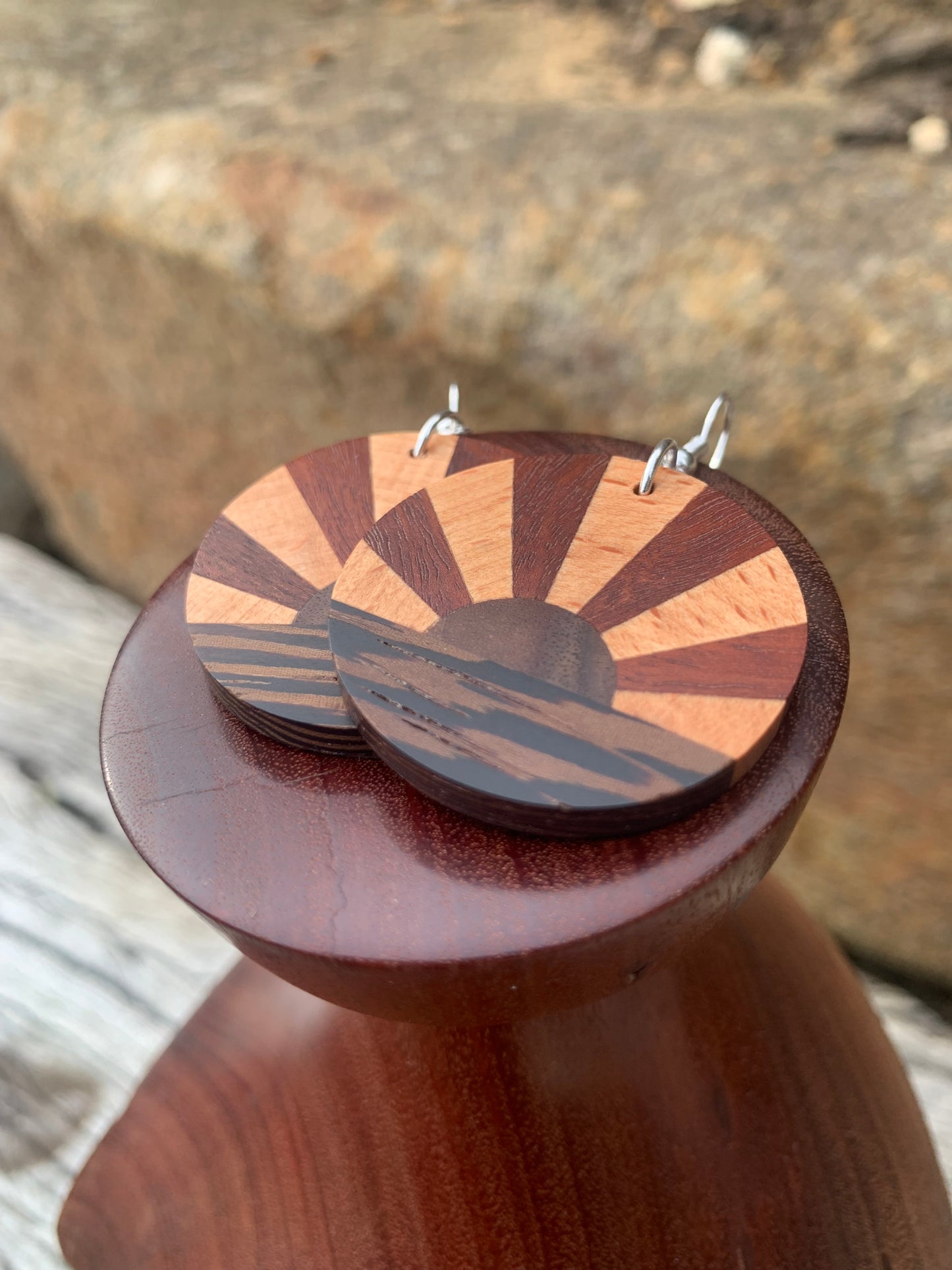 Ocean Sunset (small) Wooden Earrings
