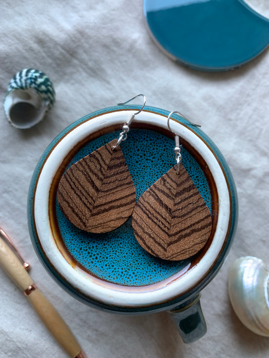 Zebra Tears Wooden Earrings