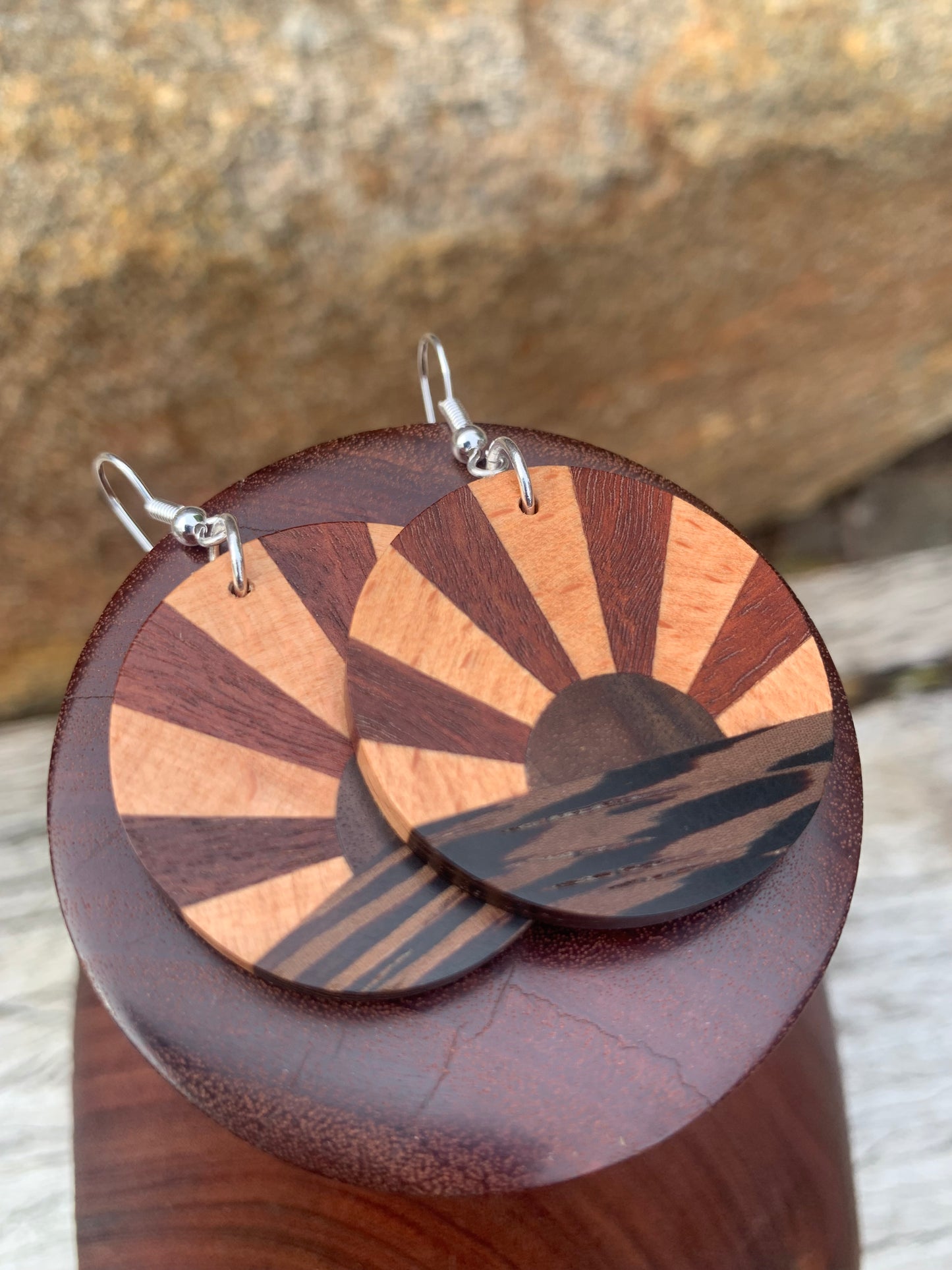 Ocean Sunset (small) Wooden Earrings