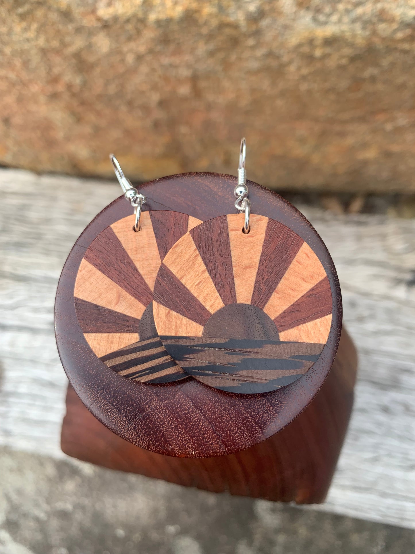 Ocean Sunset (small) Wooden Earrings