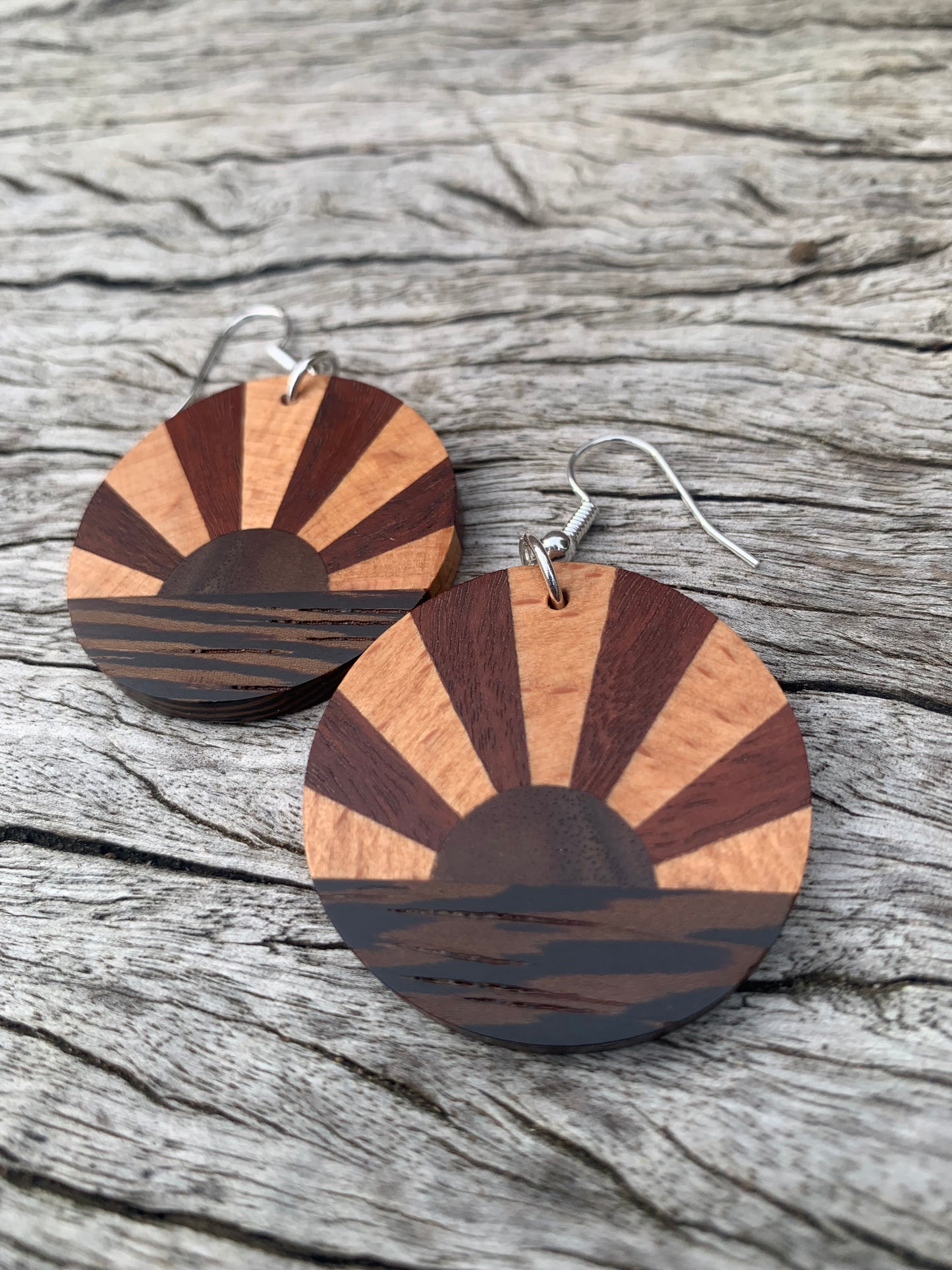 Ocean Sunset (small) Wooden Earrings