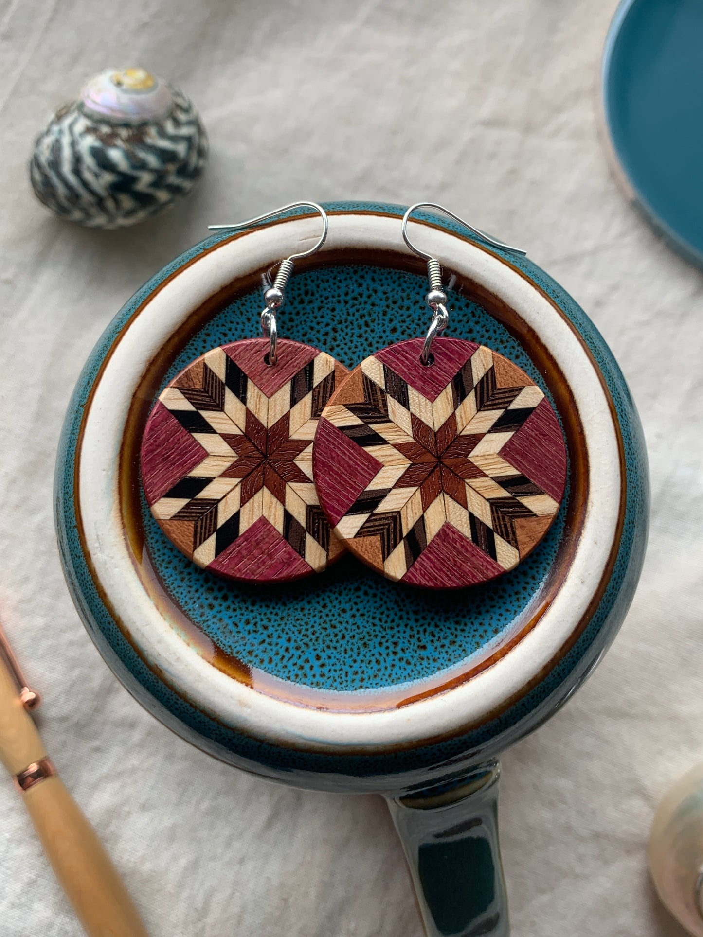 "Arca45 Earrings – Handcrafted Wooden Angled Earrings | Sjarel Handmade Jewellery"