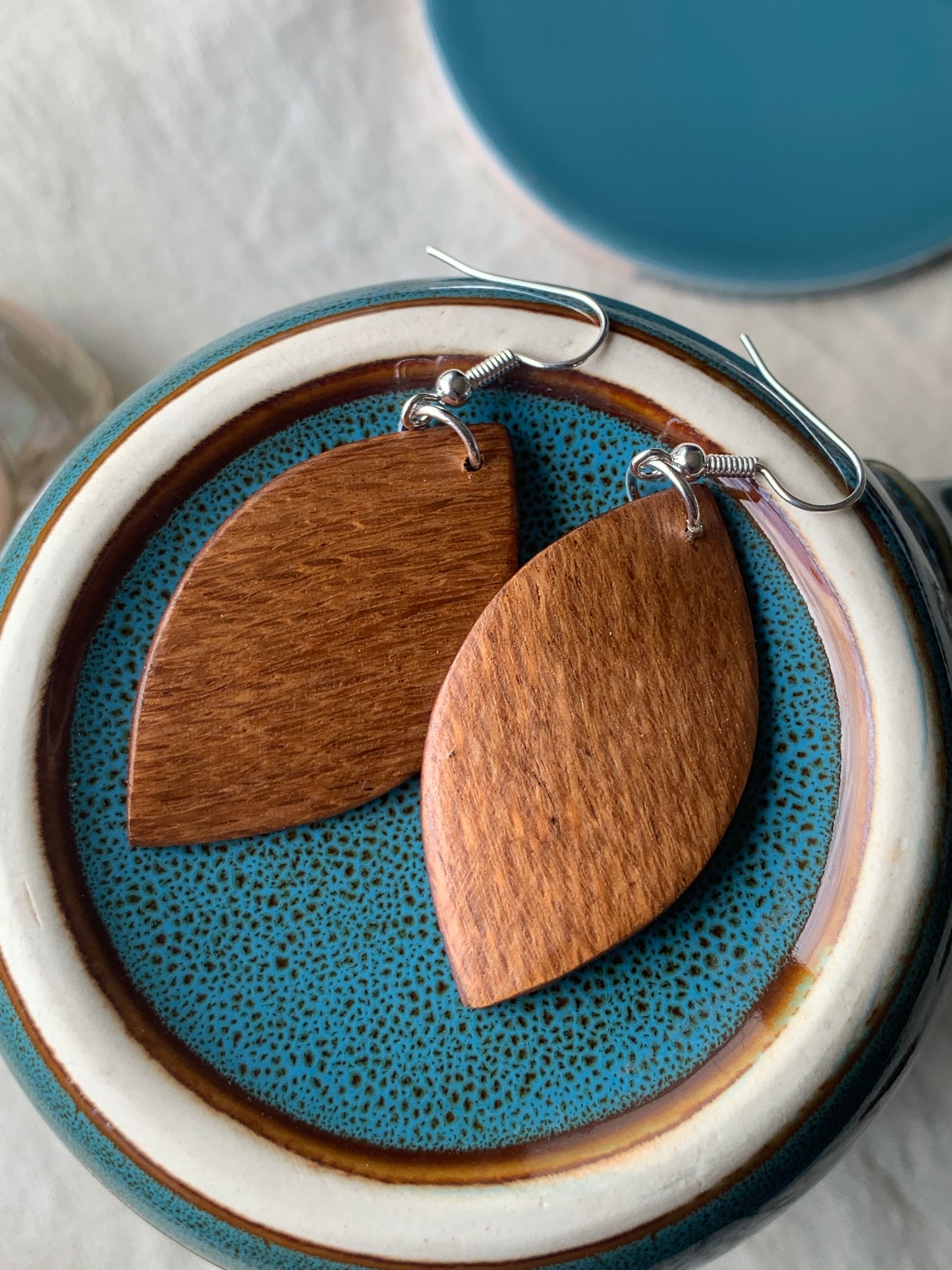 Silky Oak, Curved Leaf Wooden Earrings