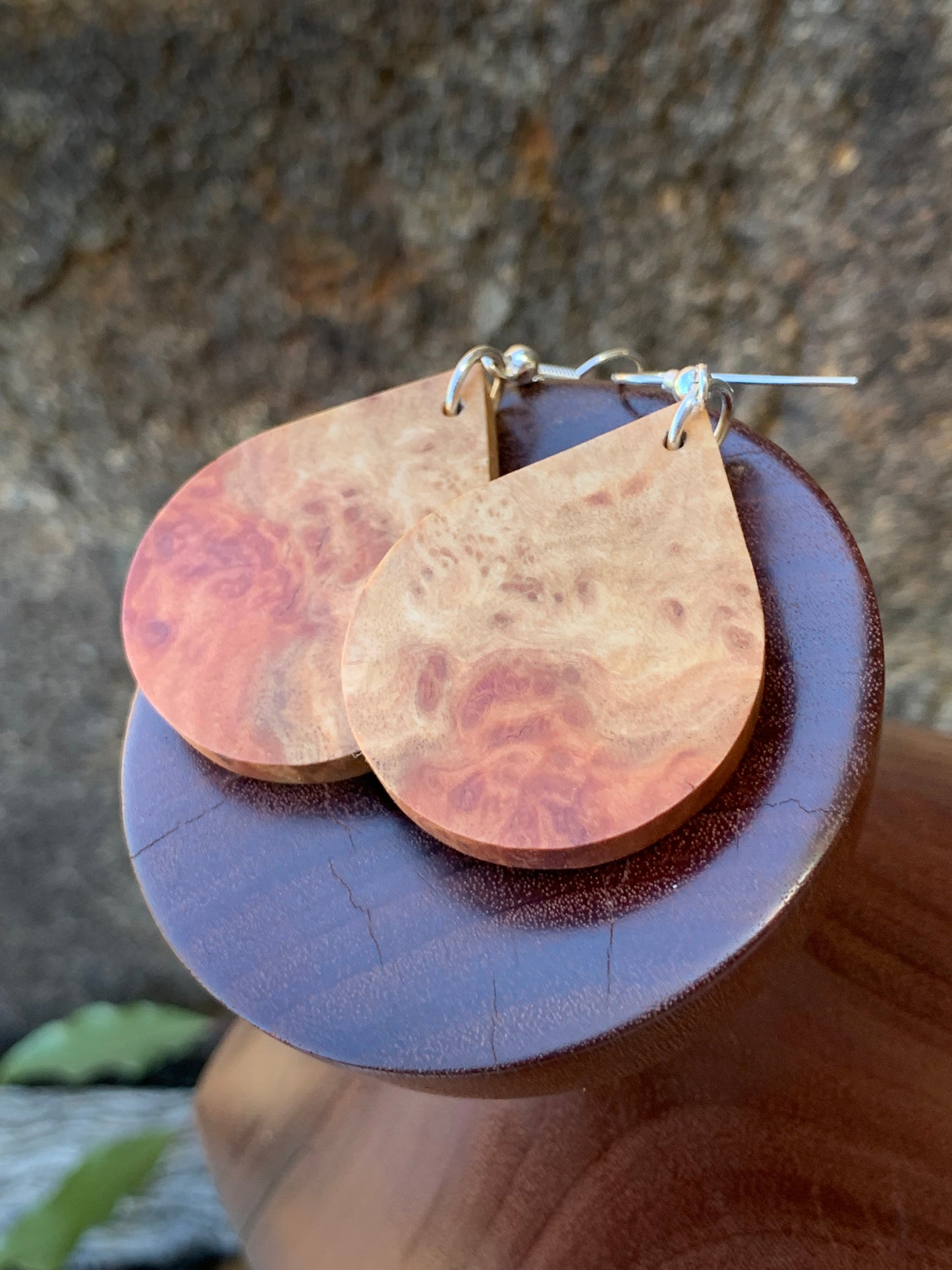 Crimson Grace Wooden Teardrop Earrings