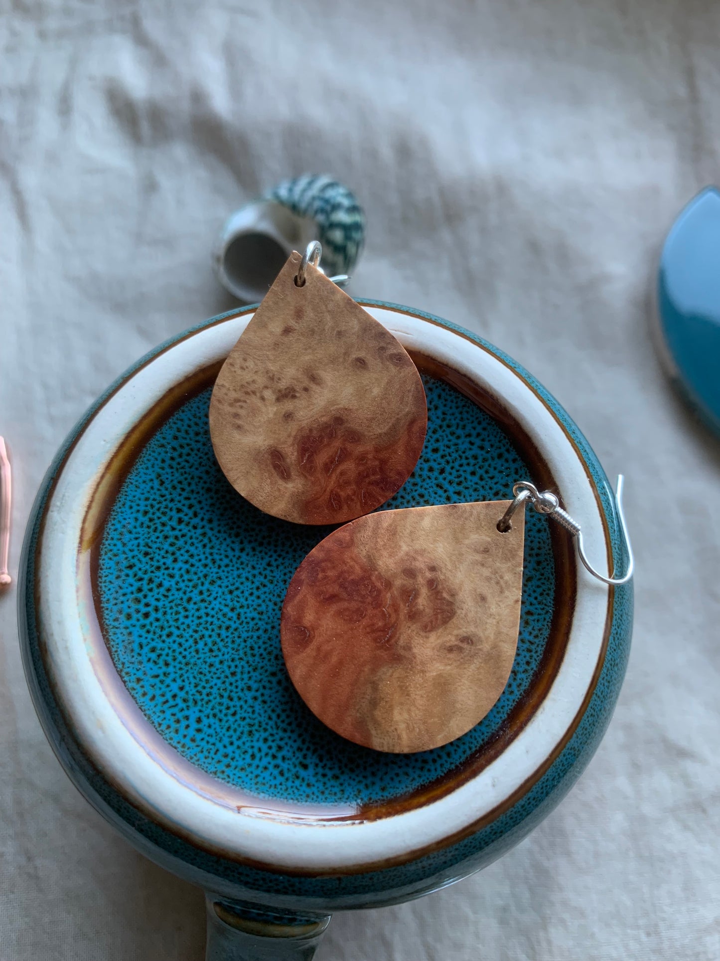 Crimson Grace Wooden Teardrop Earrings