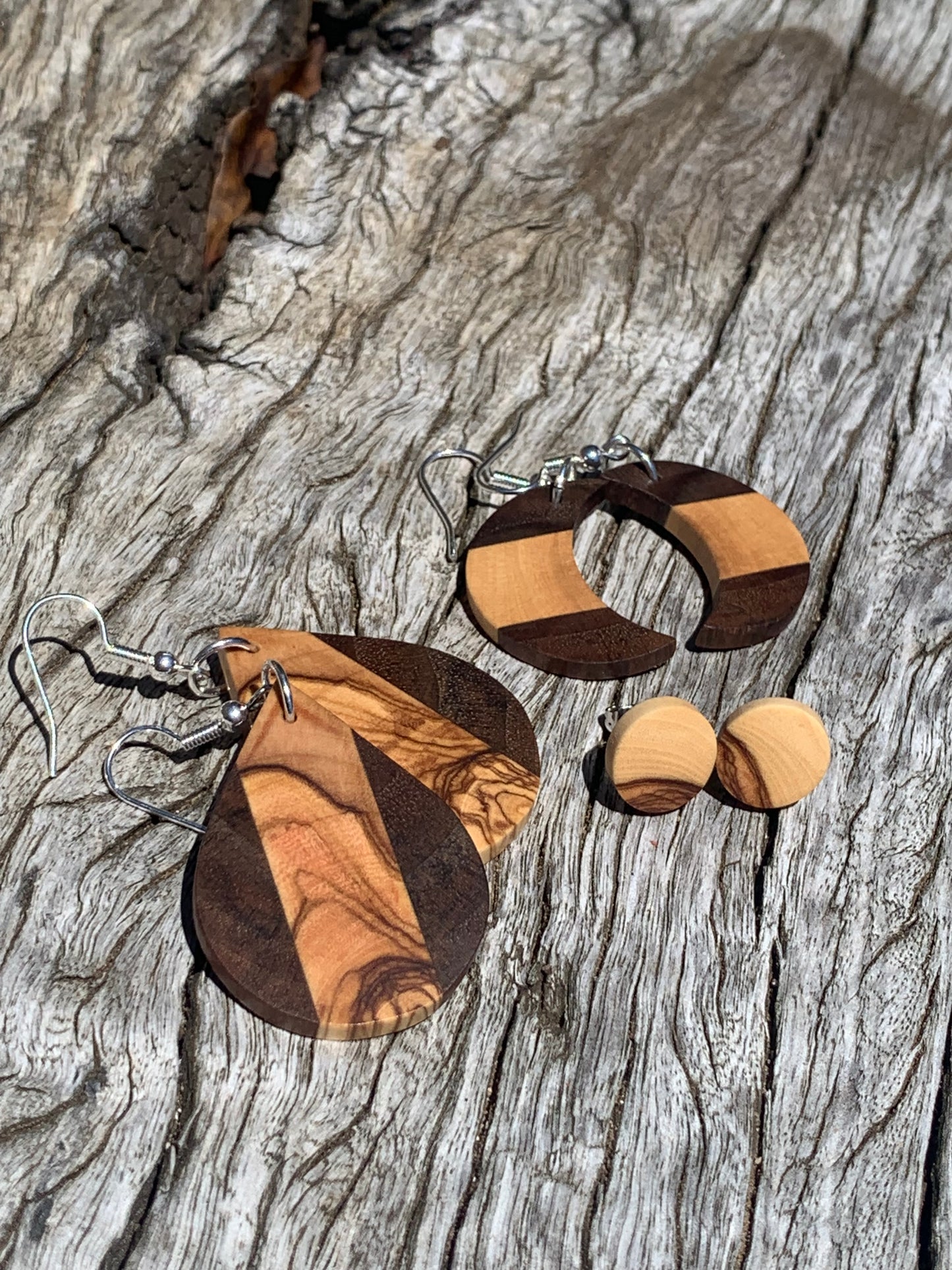 Olive Elegance Teardrop Wooden Earrings
