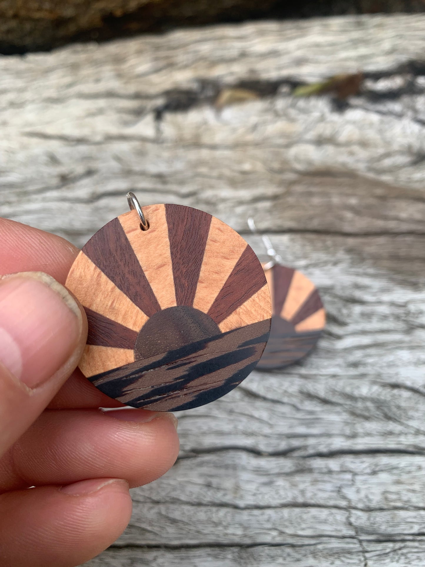 Ocean Sunset (small) Wooden Earrings