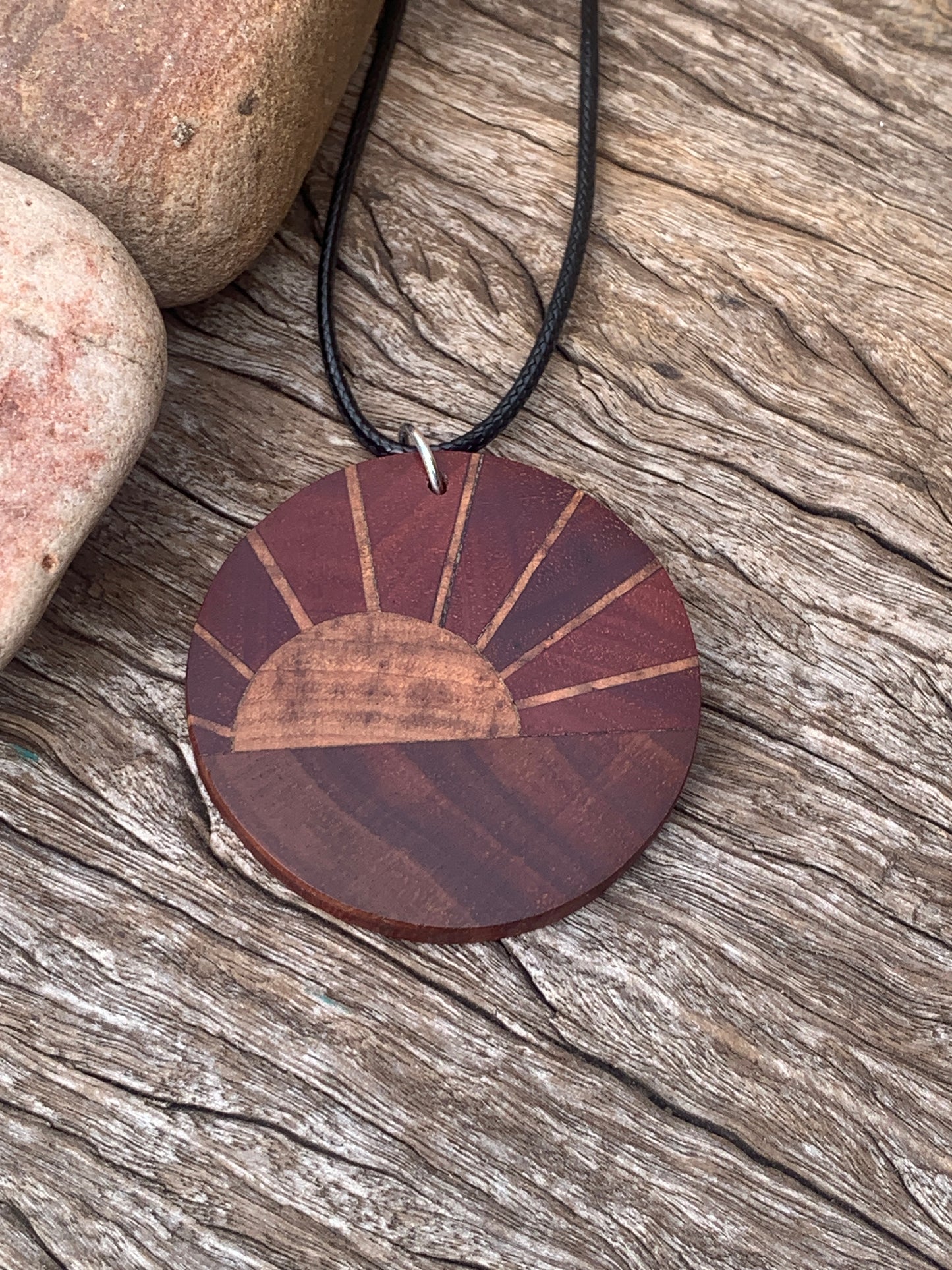 "Outback Sunset" Wooden Pendant, Handcrafted in Australia