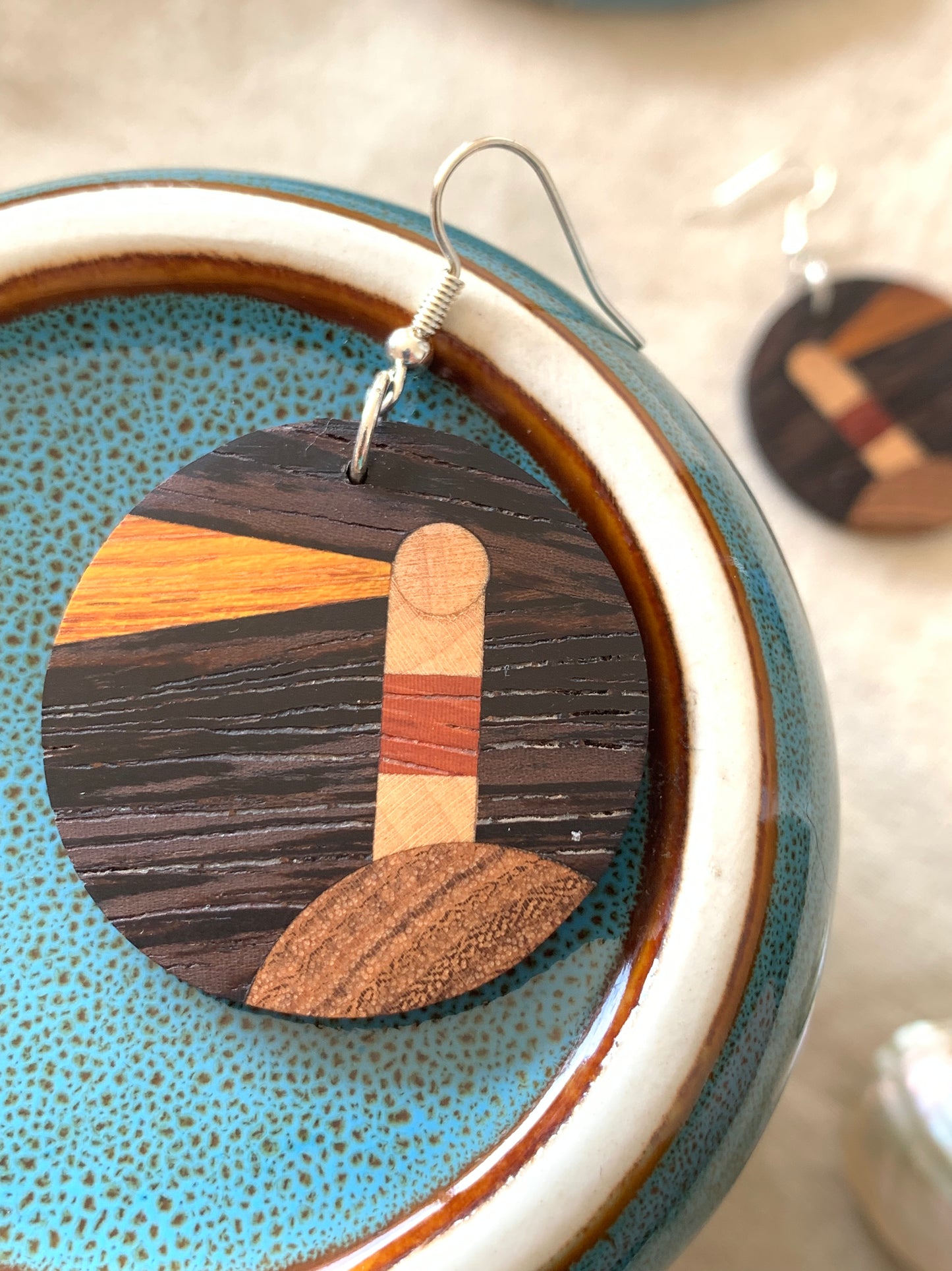 Nightfall Lighthouse Wooden Earrings