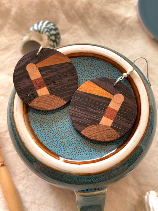Nightfall Lighthouse Wooden Earrings