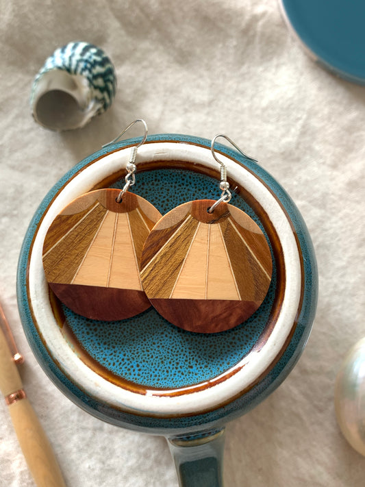 Autumn Sunburst Wooden Earrings