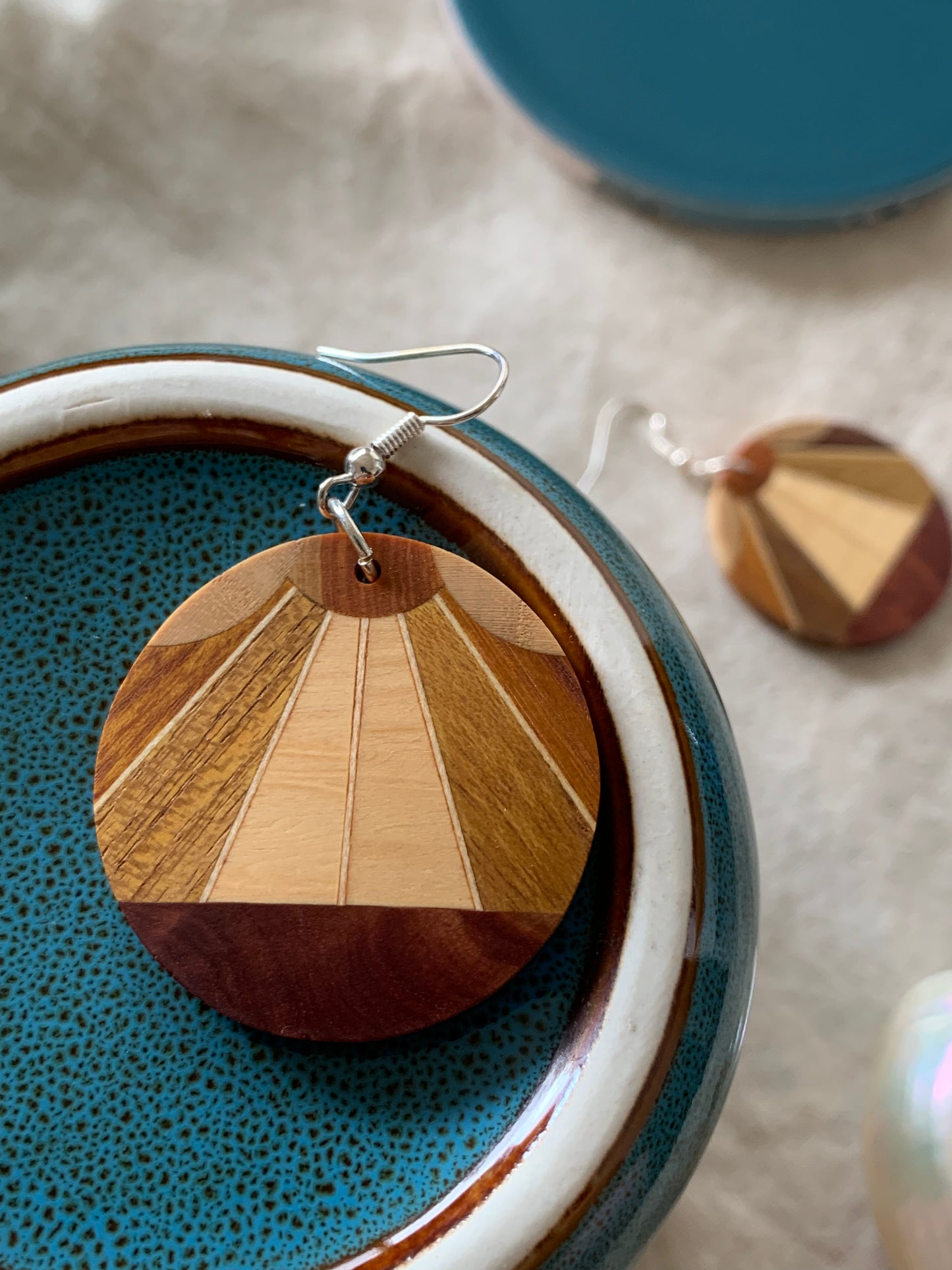 Autumn Sunburst Wooden Earrings