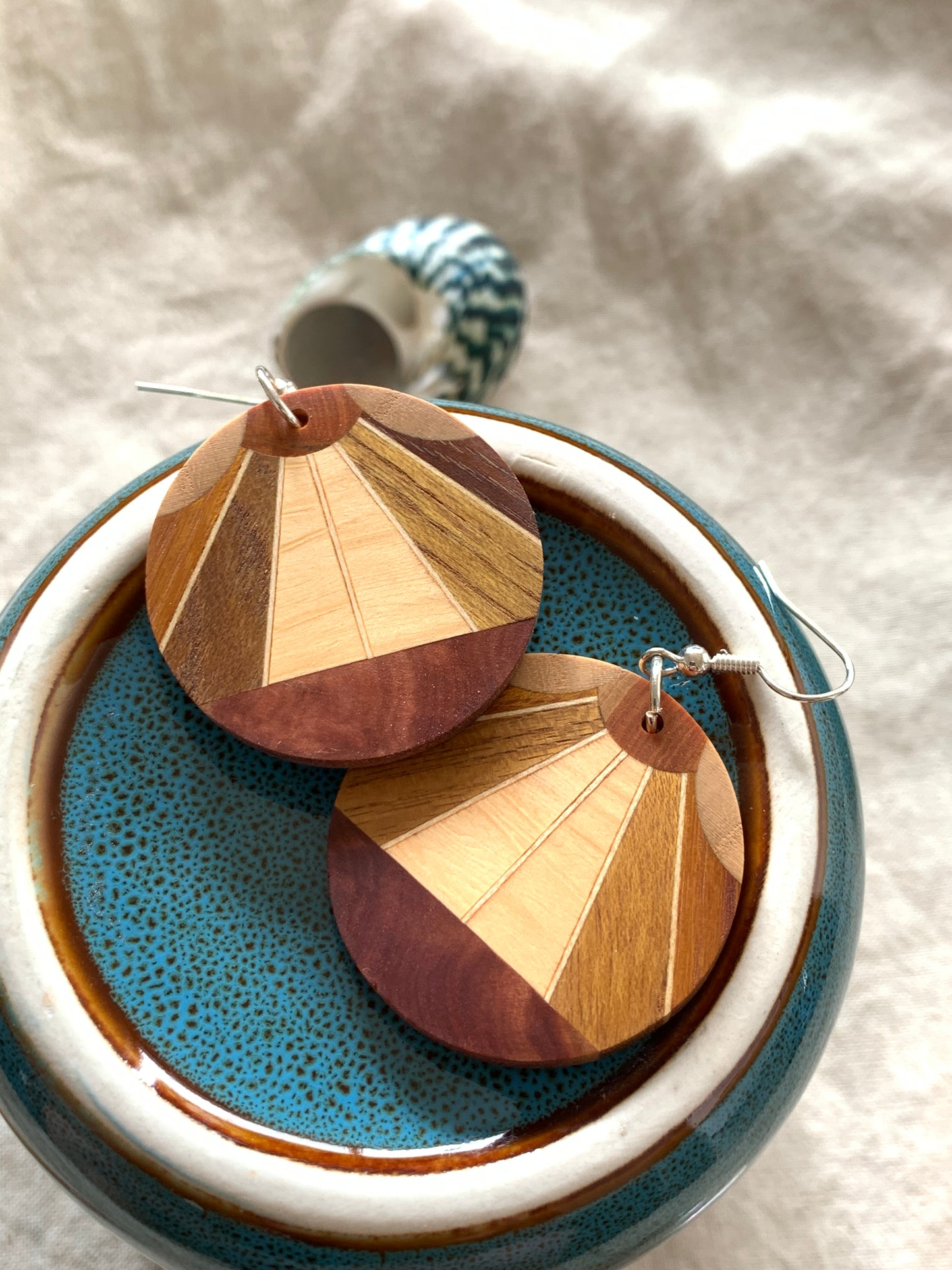 Autumn Sunburst Wooden Earrings
