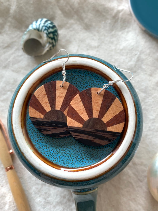 Ocean Sunset (small) Wooden Earrings