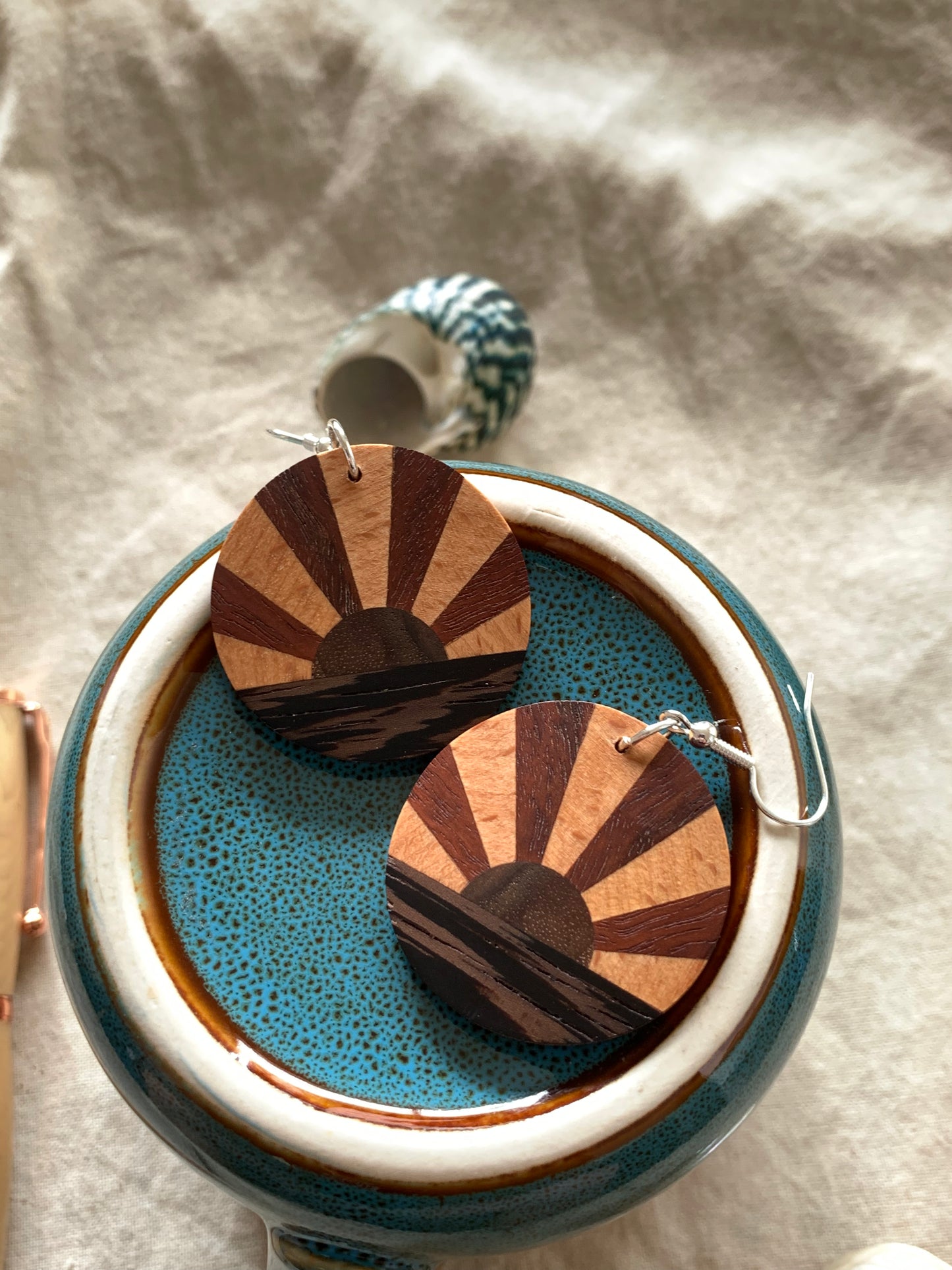 Ocean Sunset (small) Wooden Earrings
