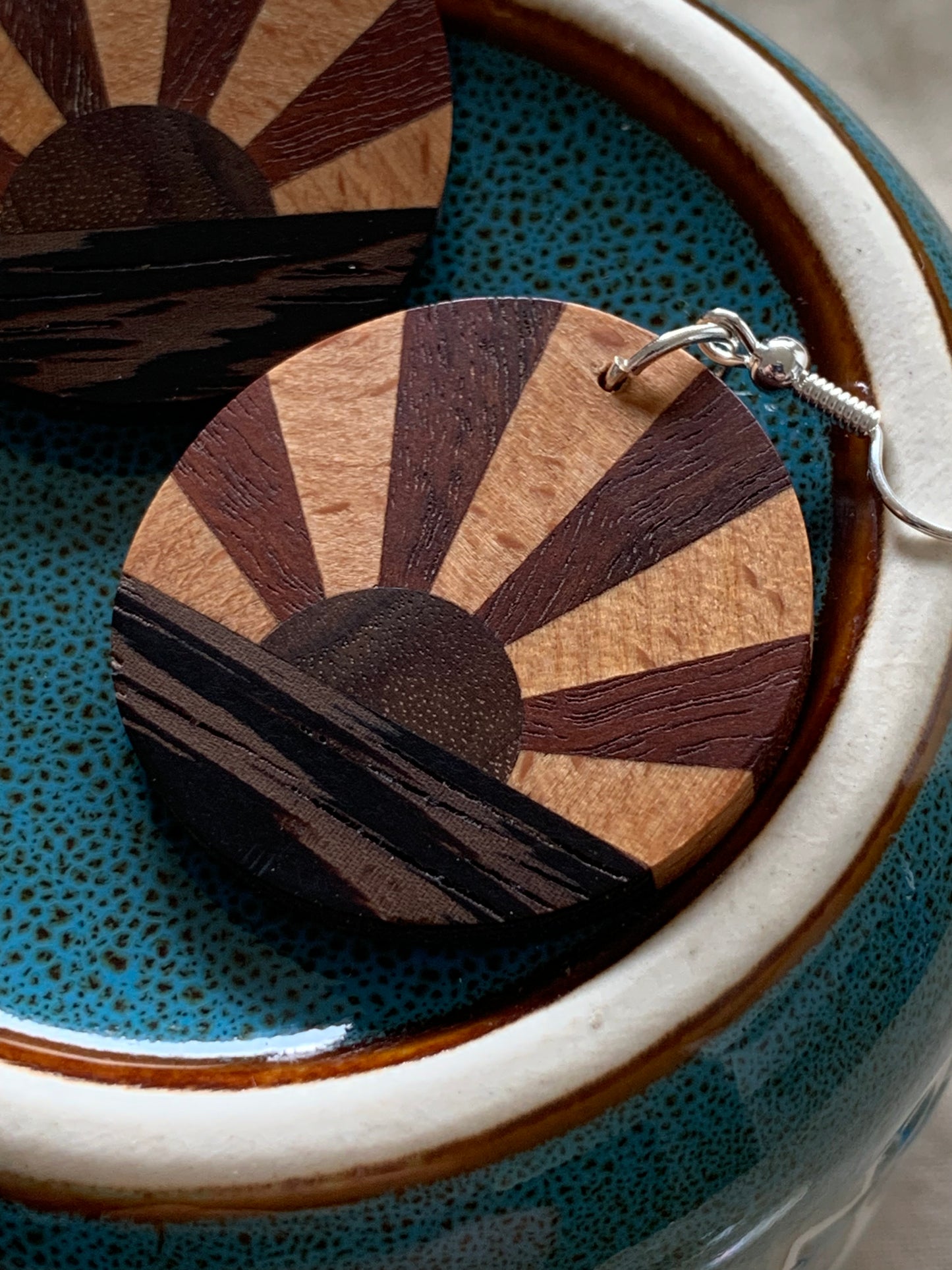 Ocean Sunset (small) Wooden Earrings