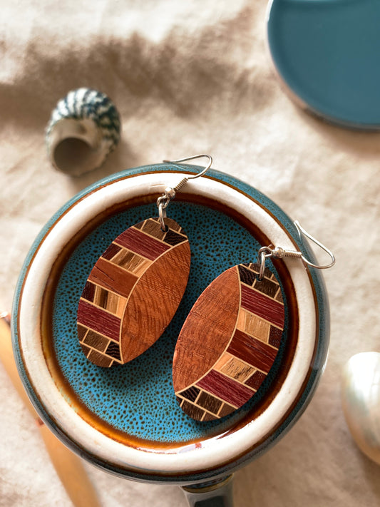 Geometric Fusion Wooden Earrings