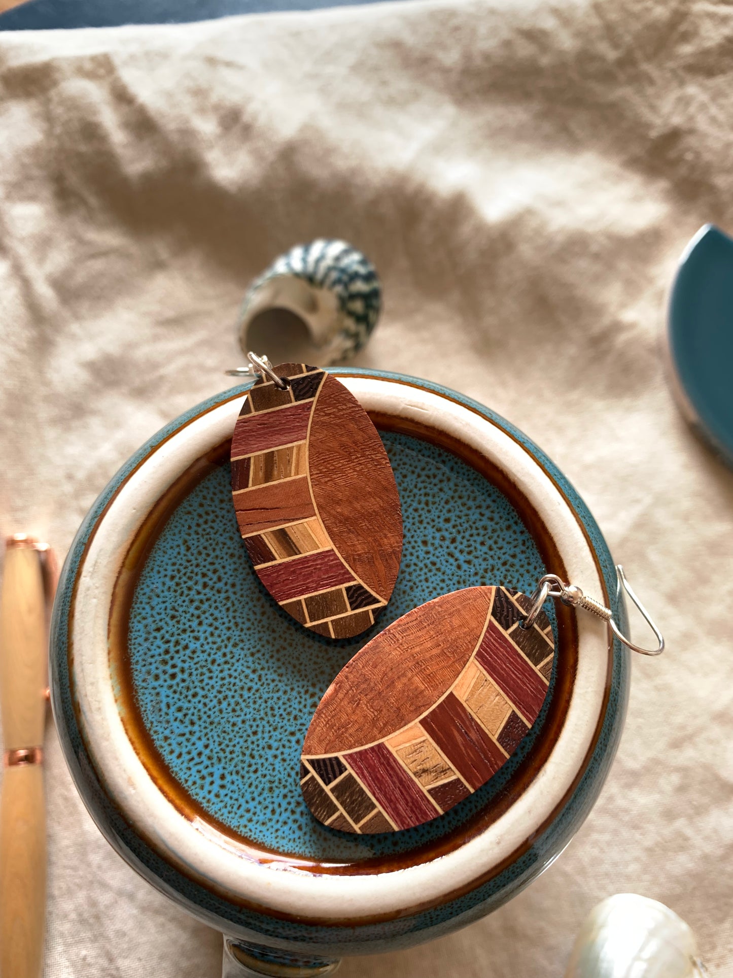 Geometric Fusion Wooden Earrings