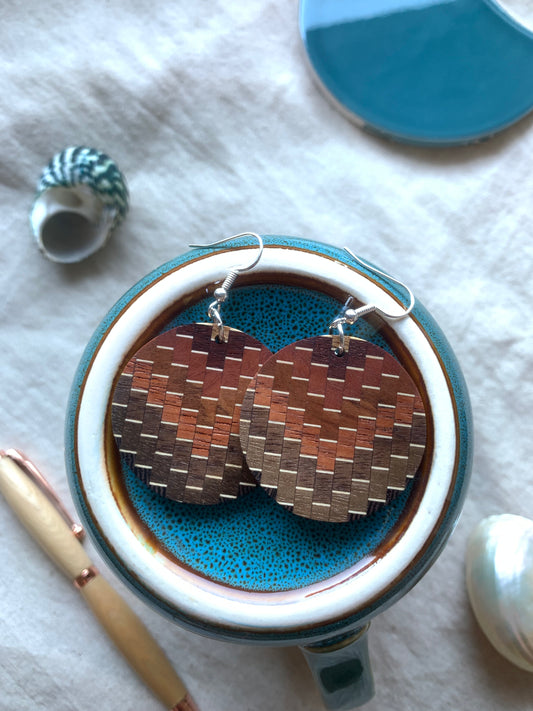 Rectangular Cascade Wooden Earrings