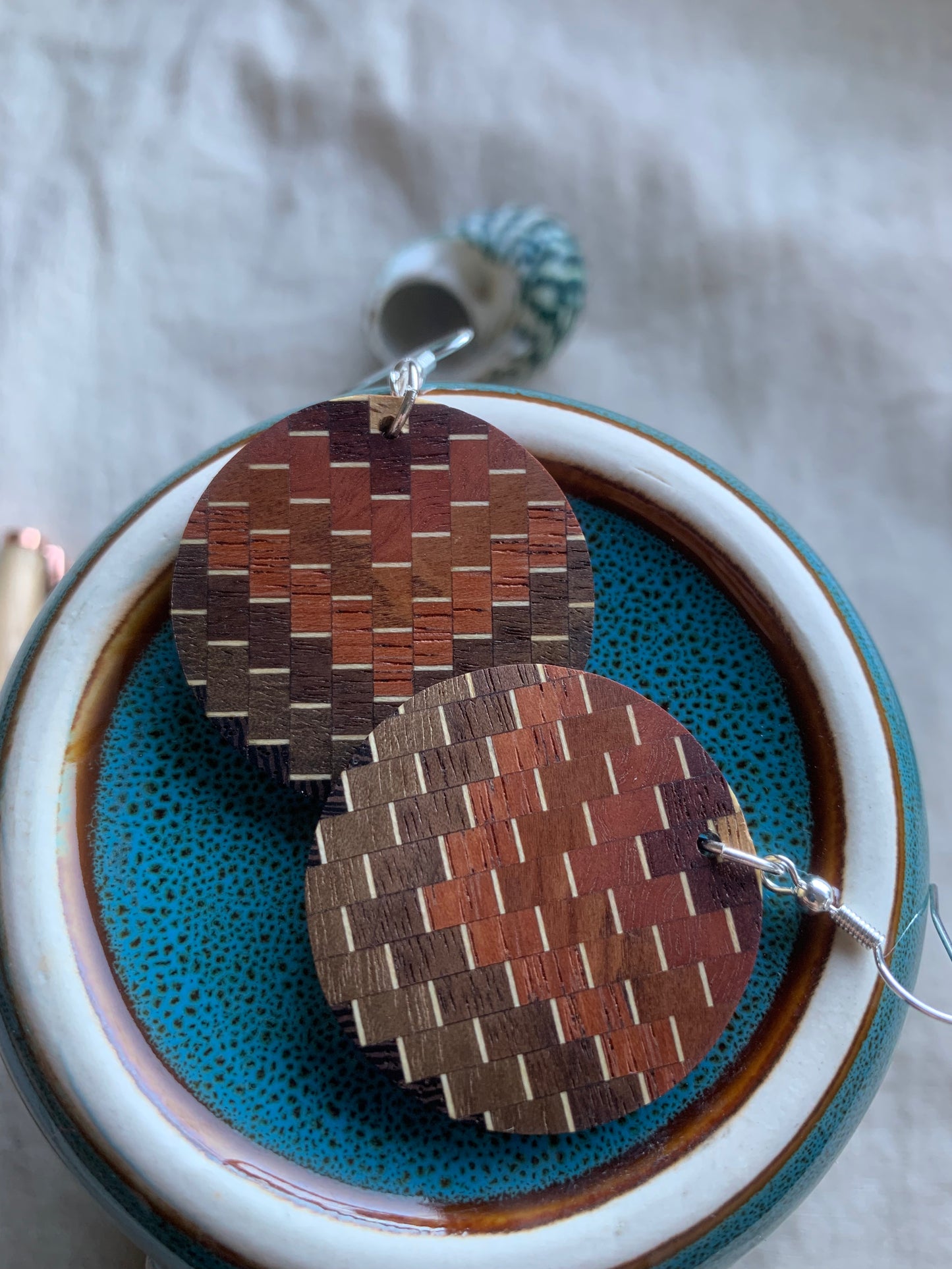 Rectangular Cascade Wooden Earrings