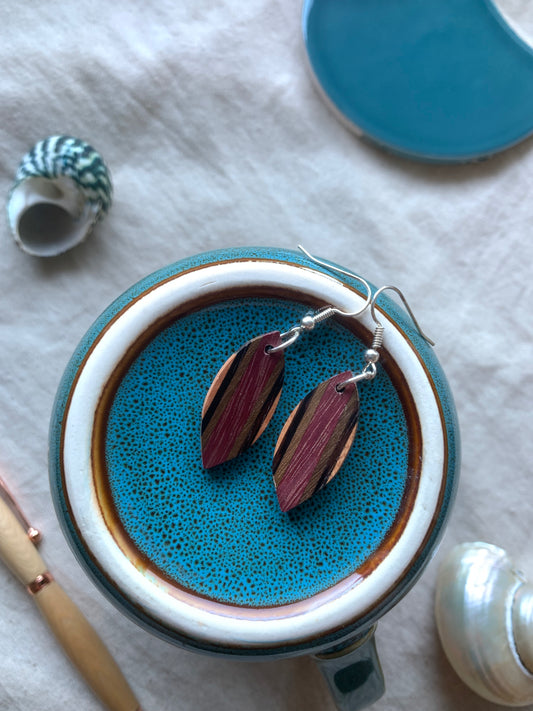 Purple Heart Wooden Earrings