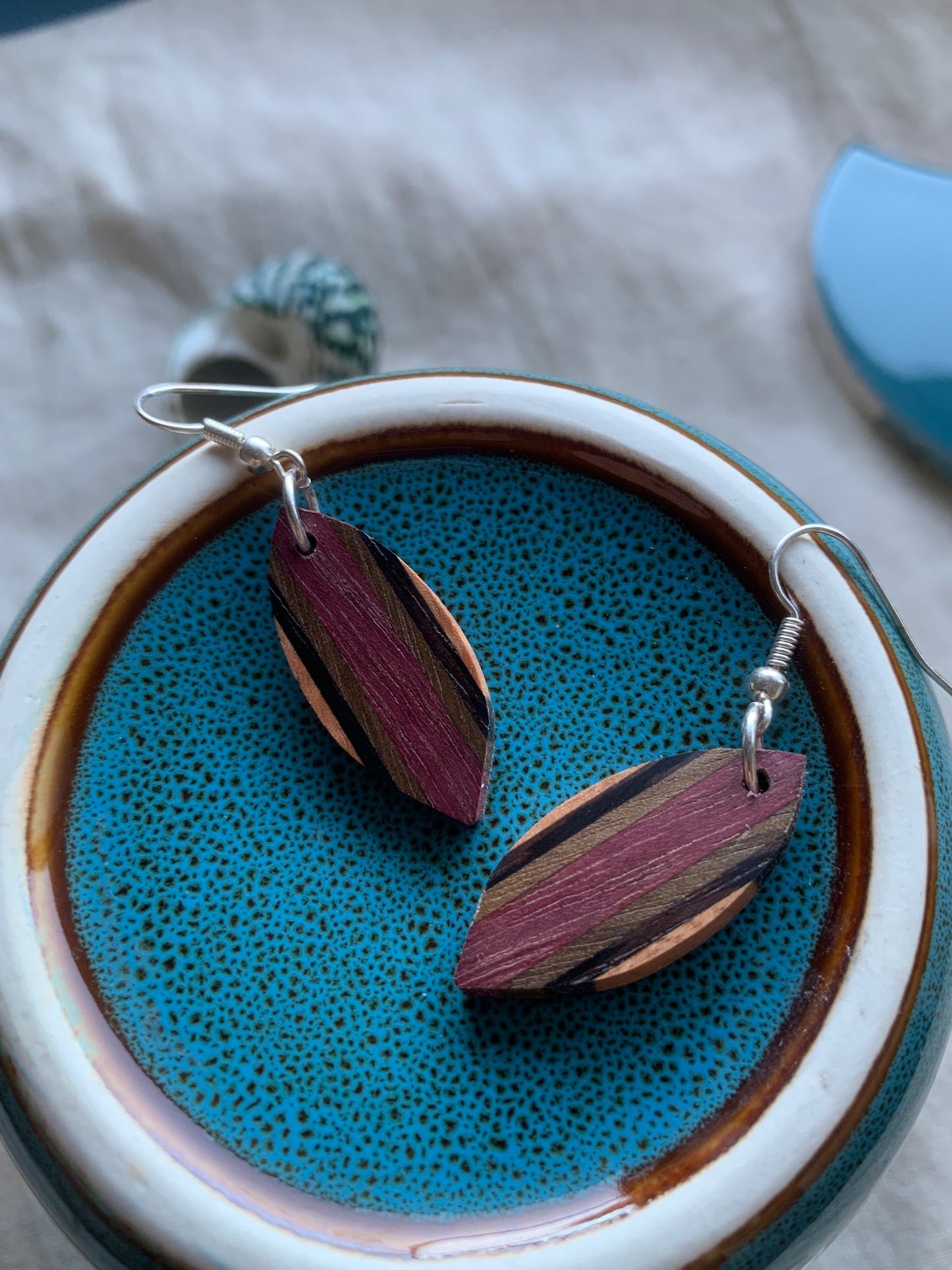 Purple Heart Wooden Earrings