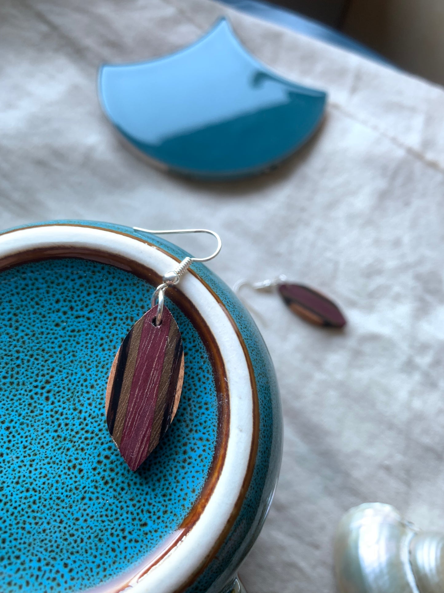 Purple Heart Wooden Earrings