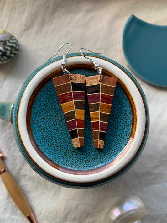 Rainbow Obelisk Wooden Earrings