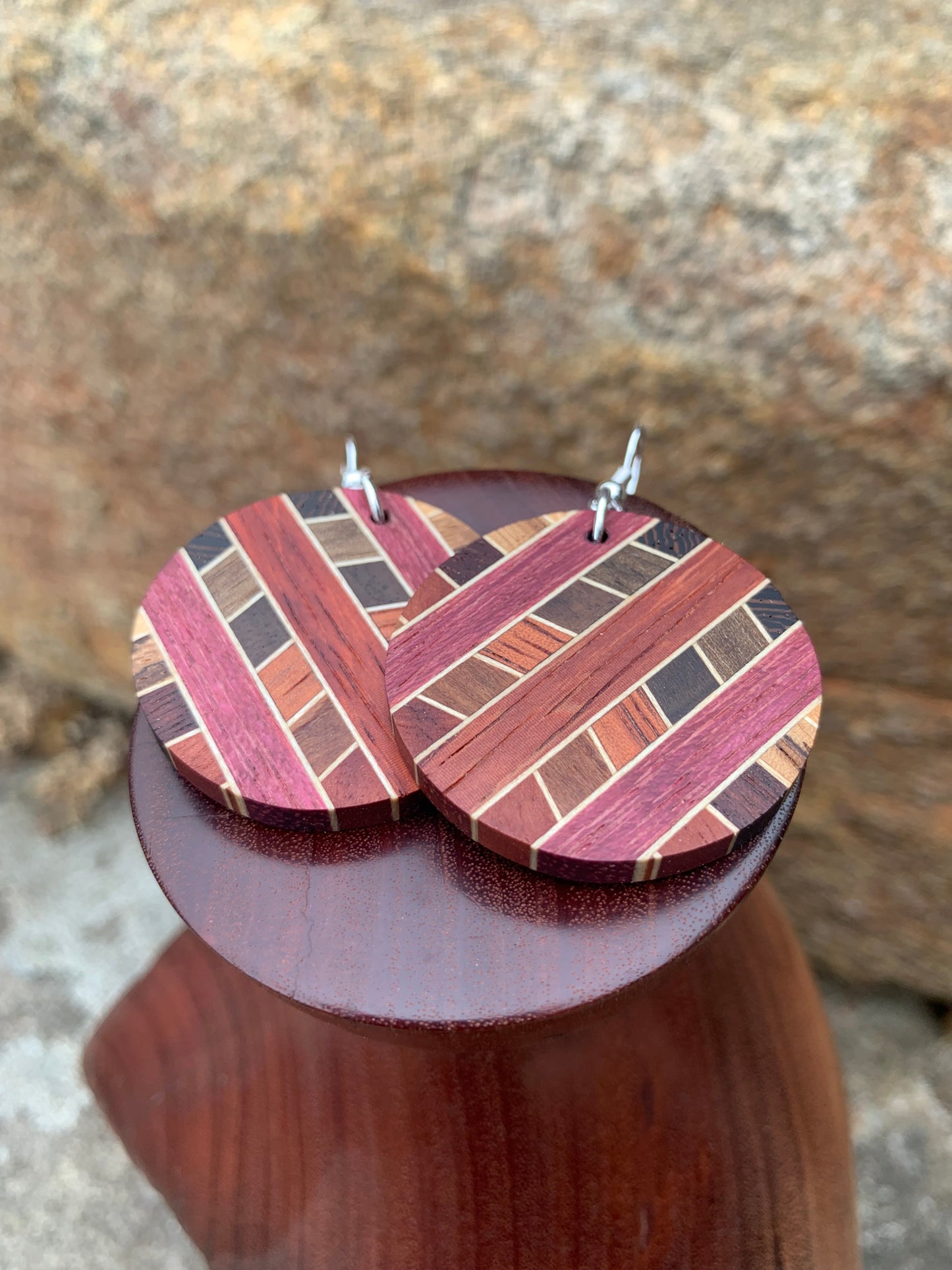 Vivid Geometry Wooden Earrings